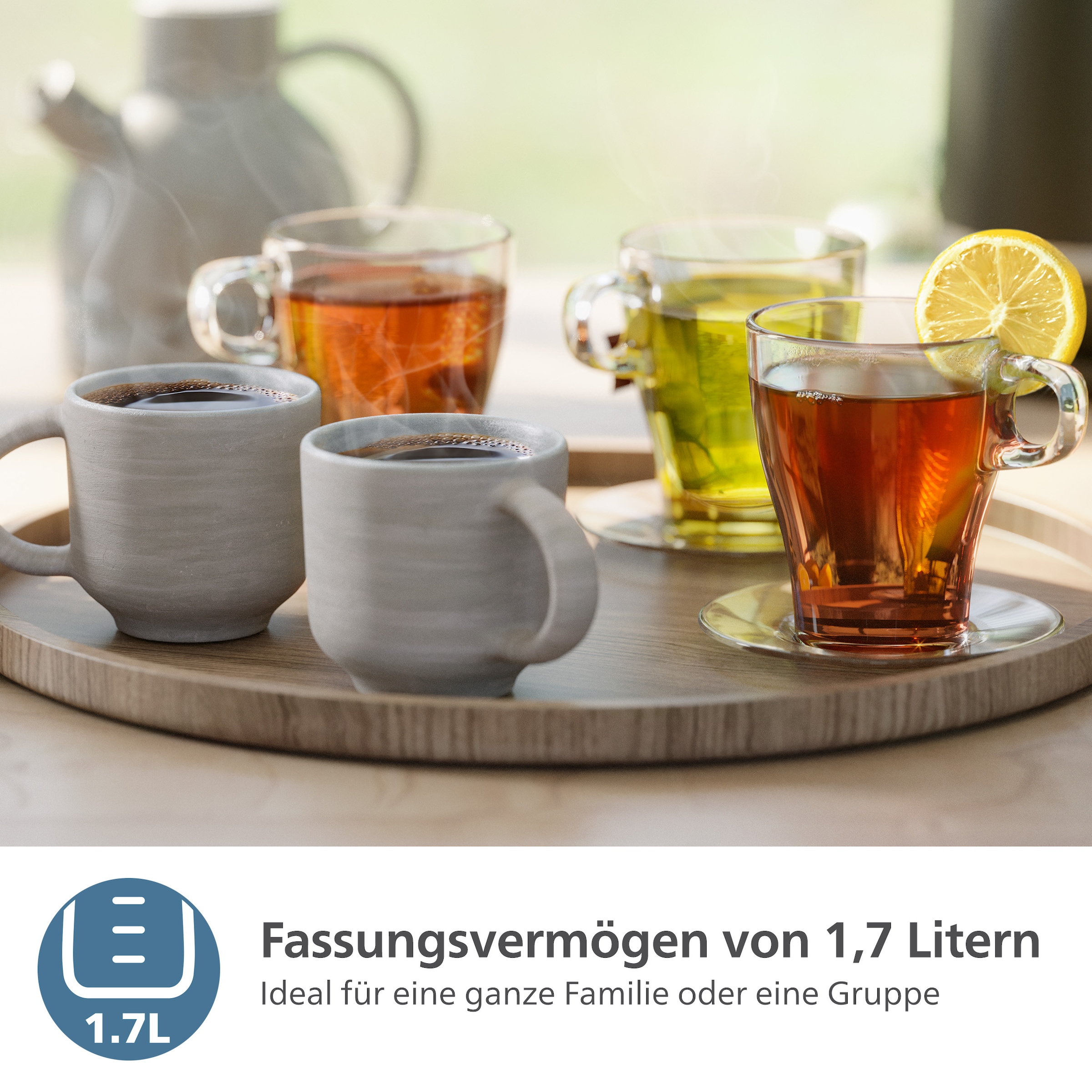 Philips Wasserkocher »HD9396/90 7000 Series, doppelwandig, mit 6 Temperatureinstellungen«, 1,7 l, 2200 W, aus lebensmittelechtem Edelstahl, mit Warmhaltefunktion