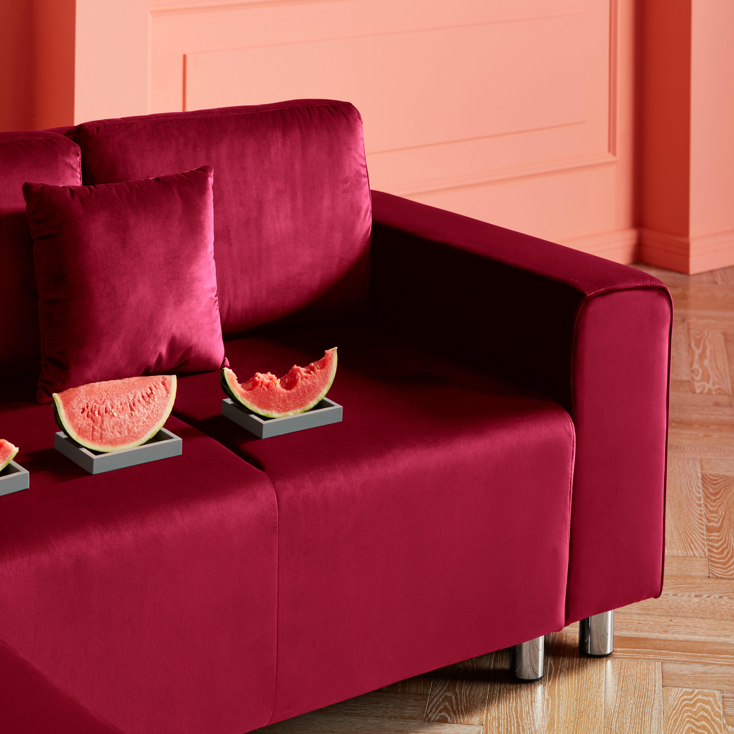 Home affaire Ecksofa »Györ«, L-Form, wahlweise mit Bettfunktion und Bettkasten incl. 2 Zierkissen