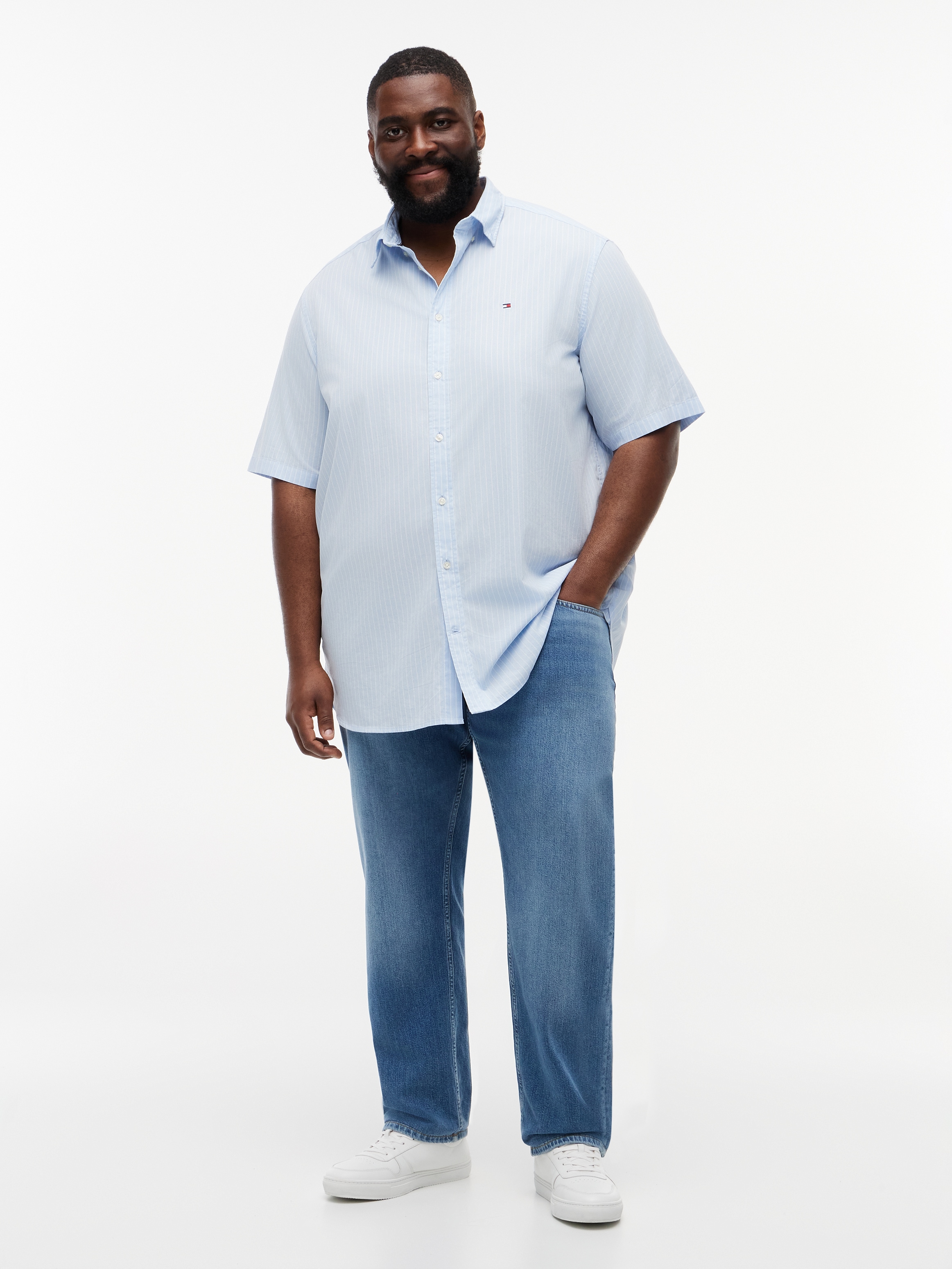 Tommy Hilfiger Big & Tall Kurzarmhemd »FLEX POPLIN« Große Größen, regular fit, fein gestreift