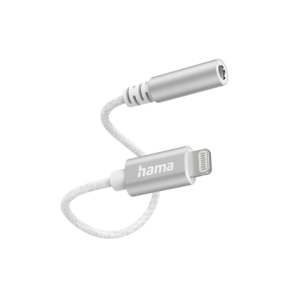 Hama Audio-Adapter »Aux Adapter Lightning, 3, mm Klinke Buchse, Weiß«, Lightning zu 3,5-mm-Klinke