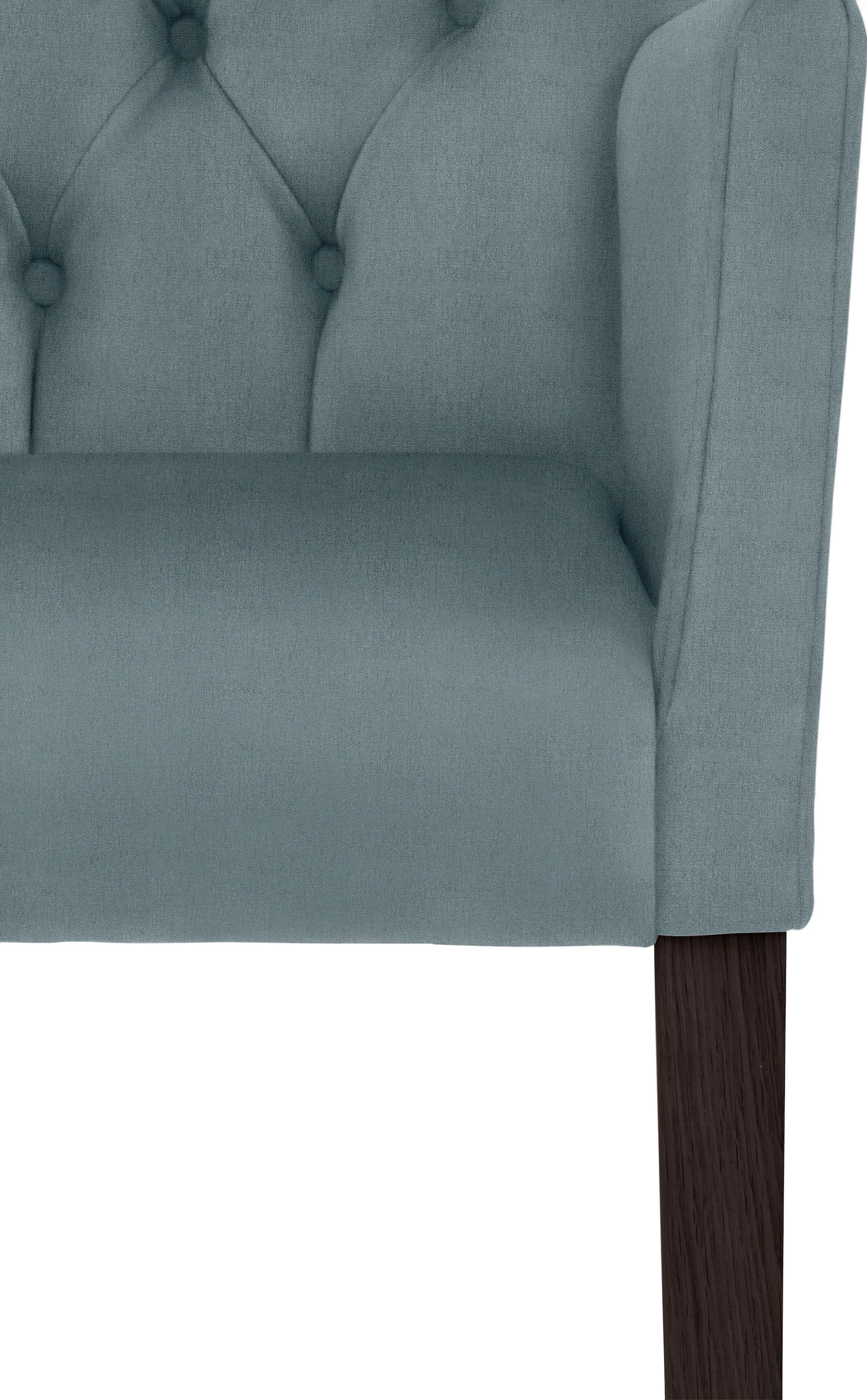 Leonique Armlehnstuhl »Peillon«, Feinstruktur, bestellen Rechnung Beine aus Knopfsteppung, massiver auf mit Buche