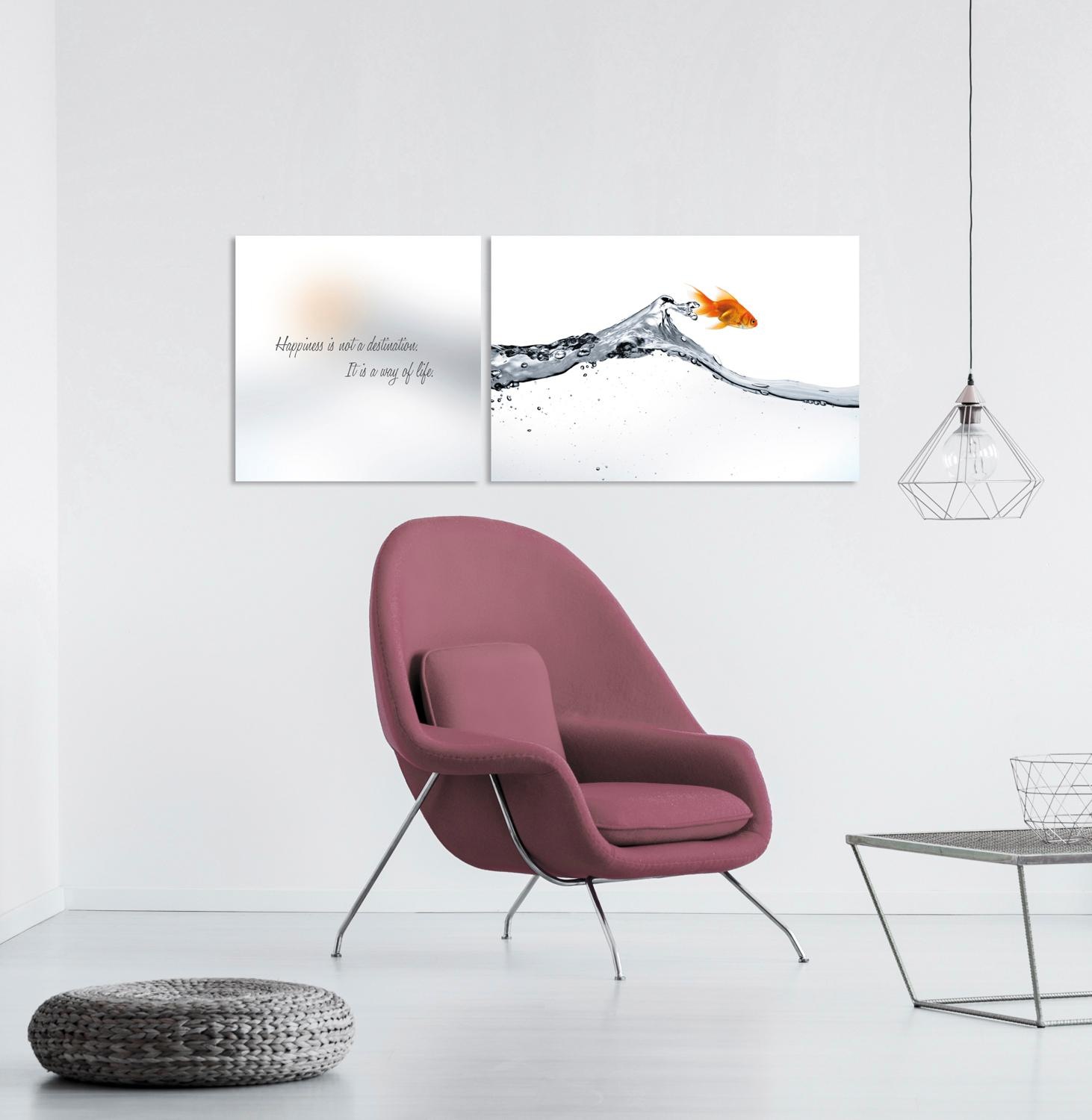 queence Leinwandbild »Happiness«, Wassertiere-Motivationsbilder-Kunst-Moder günstig online kaufen