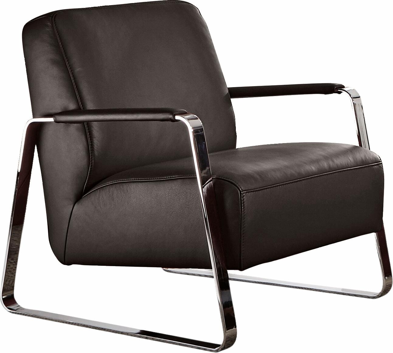 W.SCHILLIG Cocktailsessel »quadroo Designsessel, Loungesessel«, mit bezogenen Armlehnen, Gestell in Chrom glänzend