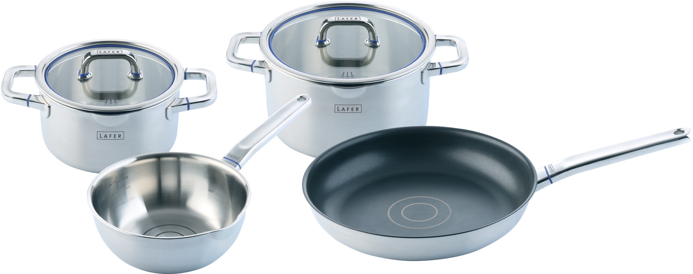 Johann Lafer Topf-Set »Lafer«, Edelstahl 18/10, (Set, 6 tlg., je 1x Fleischtopf Ø 20/24 cm, 1 Sauteuse Ø 20 cm, 1 Bratpfanne Ø 28 cm), Induktion