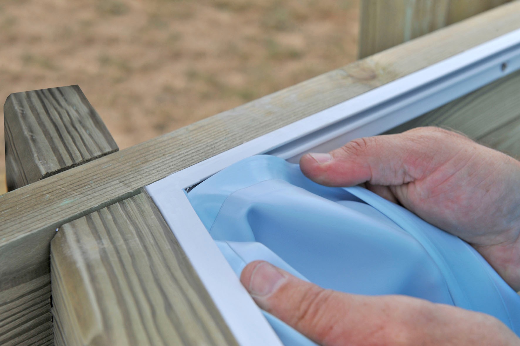 Gre Achteckpool »SAFRAN 2 mit Edelstahlleiter« Kiefernholz, BxLxH: 395x620x136 cm