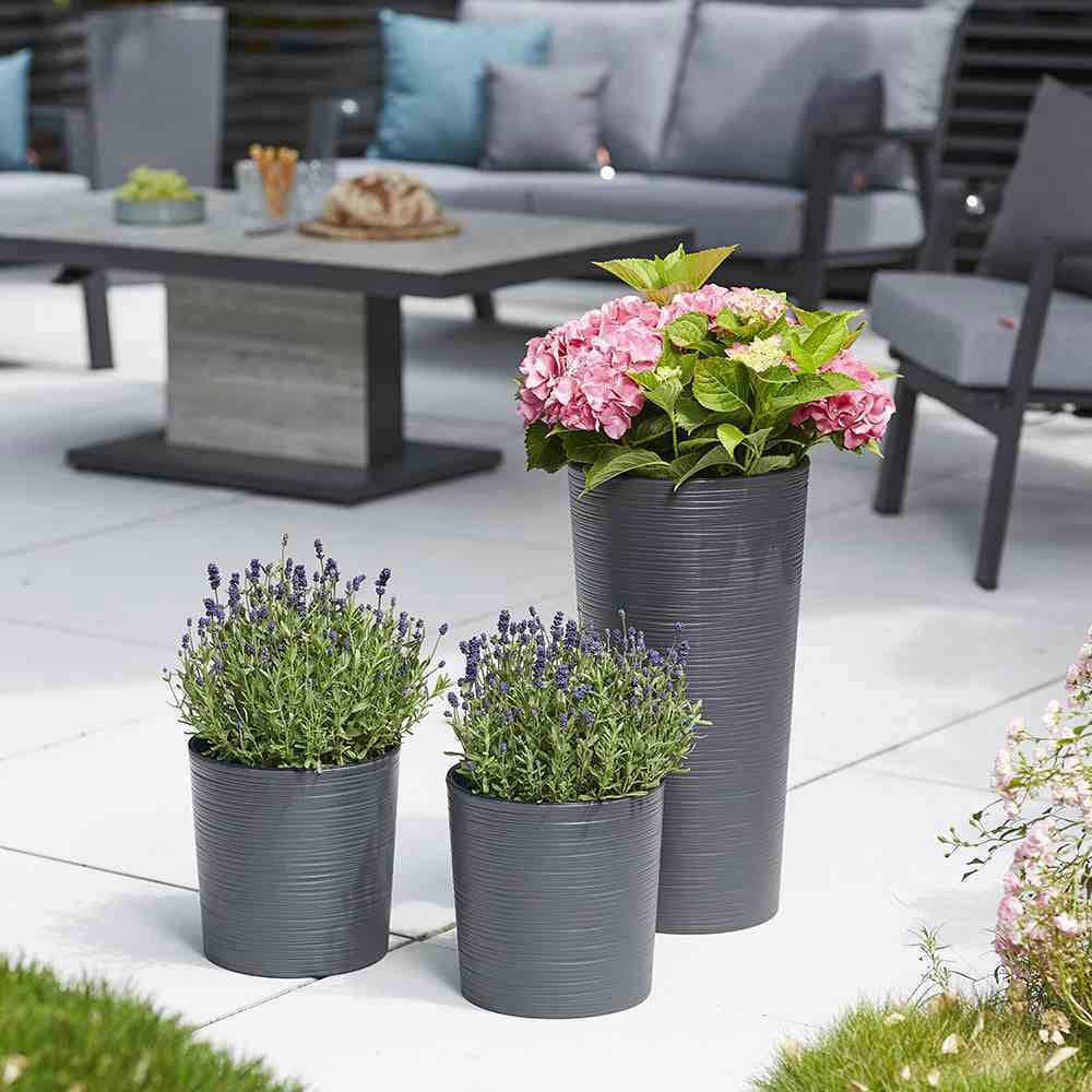 Siena Garden Pflanzkübel Rillenoptik, rund