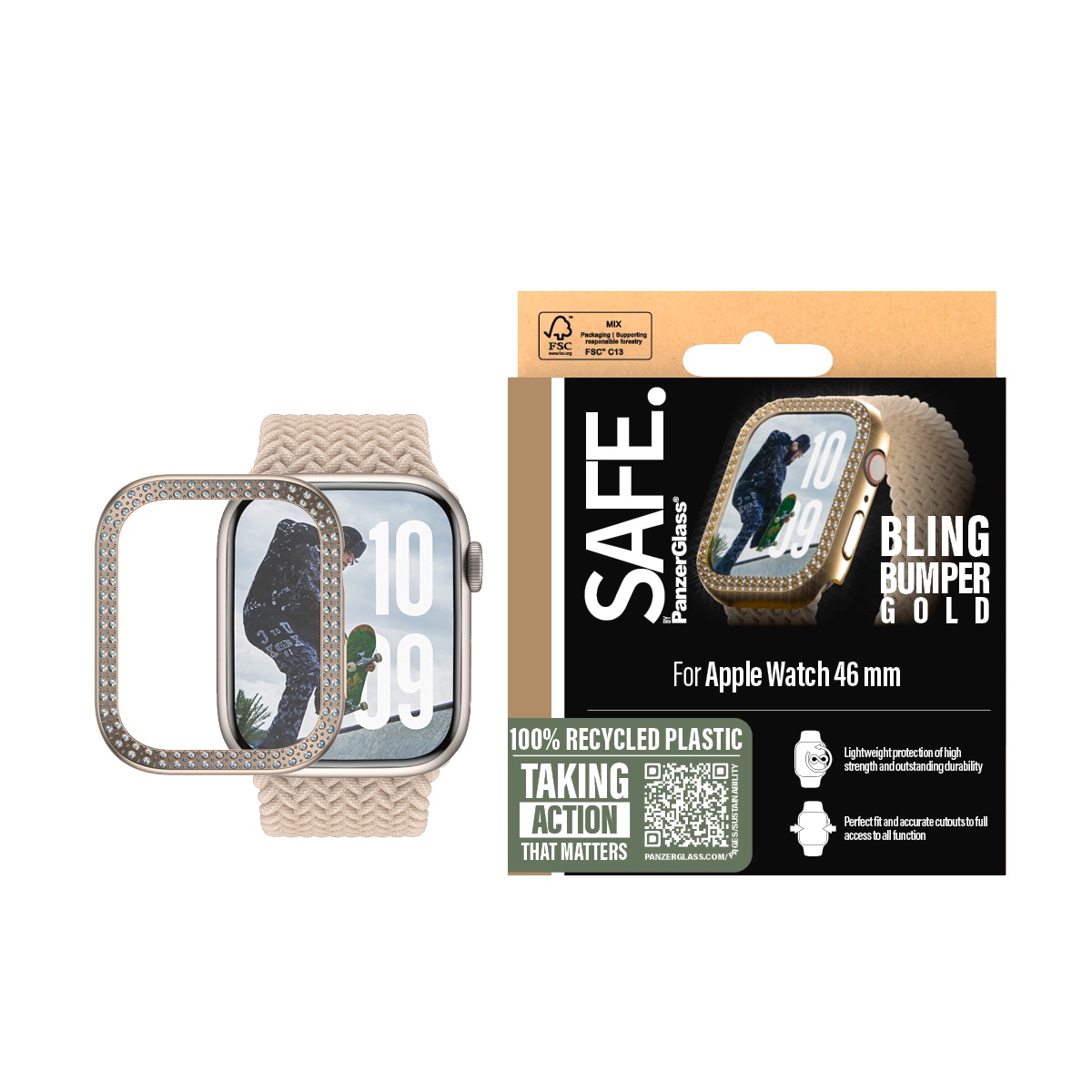 SAFE by PanzerGlass Handyhülle »Bling Bumper für Apple Watch 10 46mm« Smartphones Backcover, Schutzhülle, Handyschutzhülle, Case, Schutzcase, stoßfest