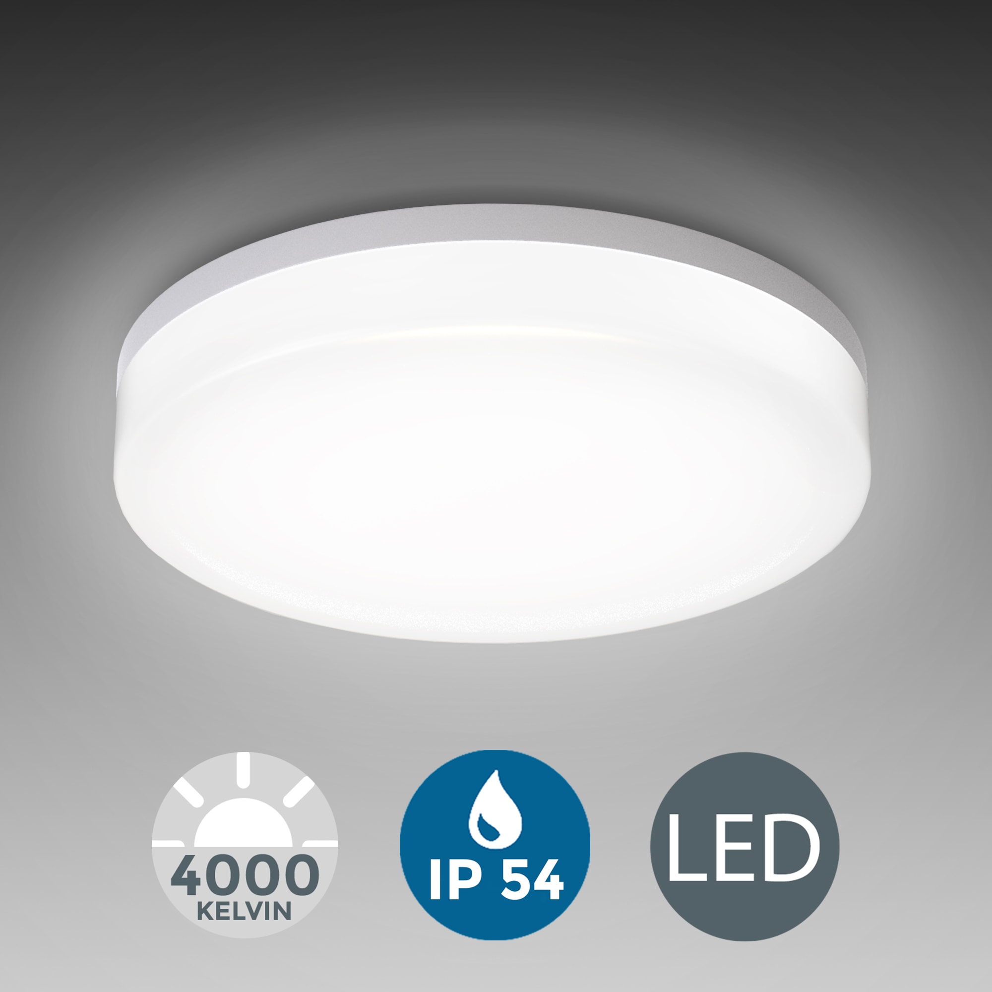 B.K.Licht LED 13W Deckenleuchte, auf IP54, Rechnung 1500lm kaufen Badezimmer-Lampe, Leuchte 1 Deckenlampe, inkl. 13W, flammig-flammig
