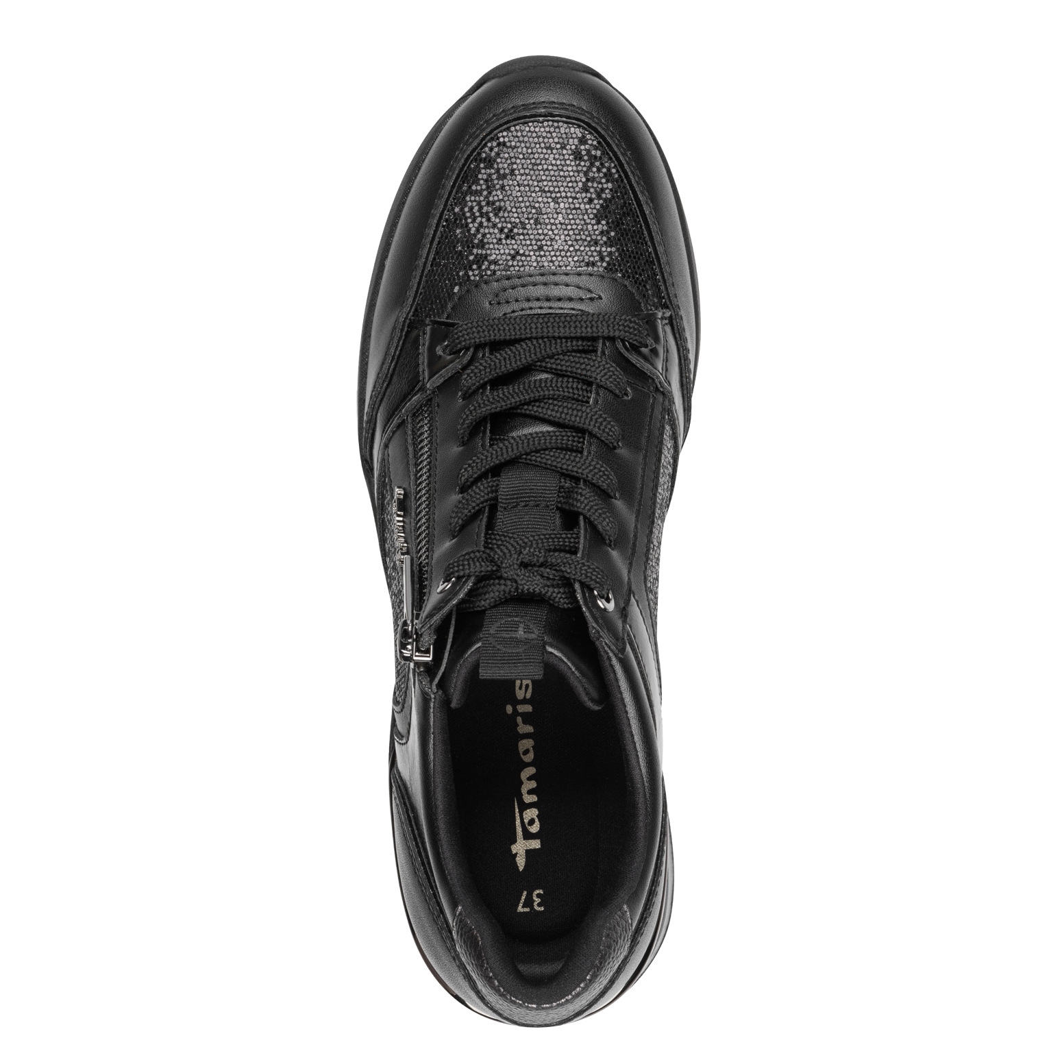 Tamaris Keilsneaker, Freizeitschuh, Halbschuh, Schnürschuh mit Glitzerdetails