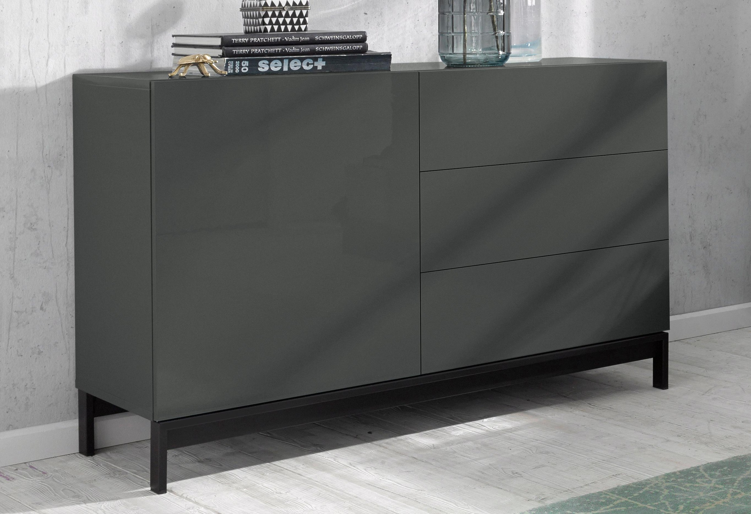 INOSIGN Sideboard »Metis« Breite 110 cm anthrazit Hochglanz 1 Tür