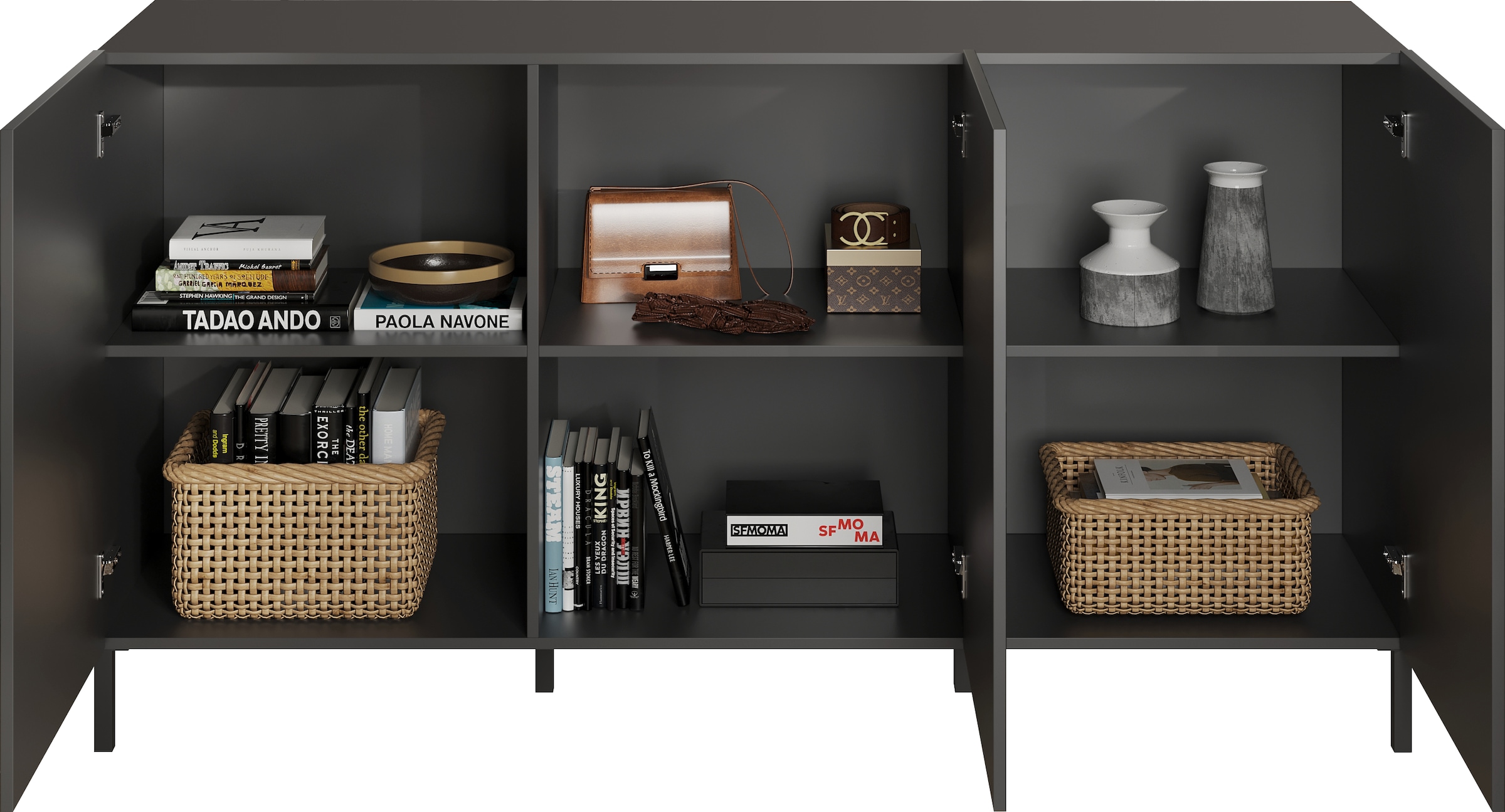 INOSIGN Sideboard »Snake Breite 181 cm, moderne Kommode mit 3 Türen«, Anrichte mit viel Stauraum, Front mit besonderem Siebdruck