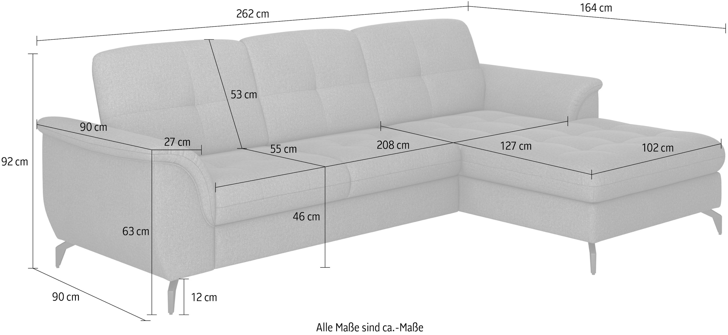 sit&more Ecksofa »Zora L-Form«, wahlweise mit Bettfunktion und Bettkasten