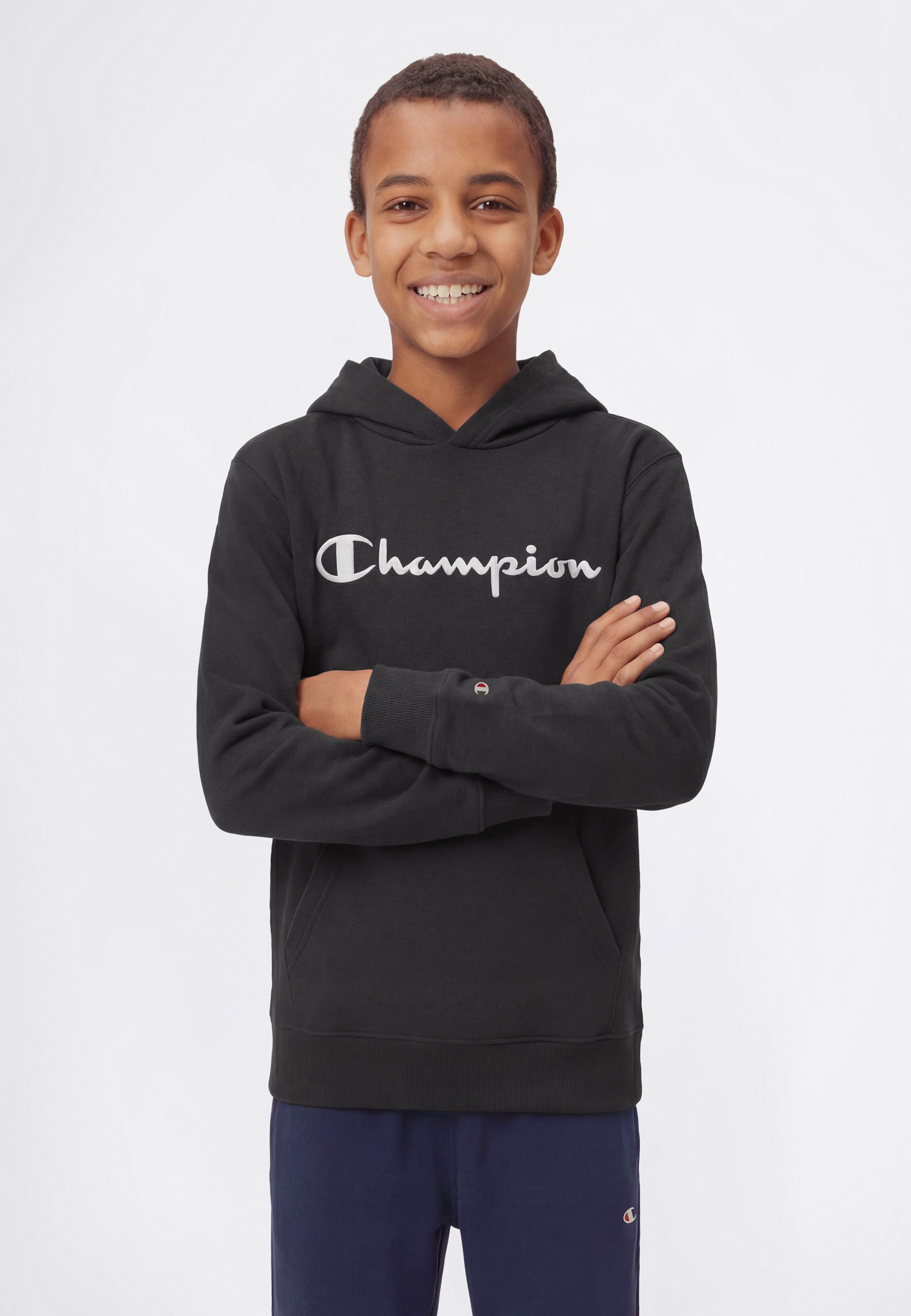 Champion Kapuzensweatshirt »ICONS TONAL Hoodie with Large Logo«, mit Kapuze, Langarm, aus Baumwolle und Polyester, gerader Abschluss
