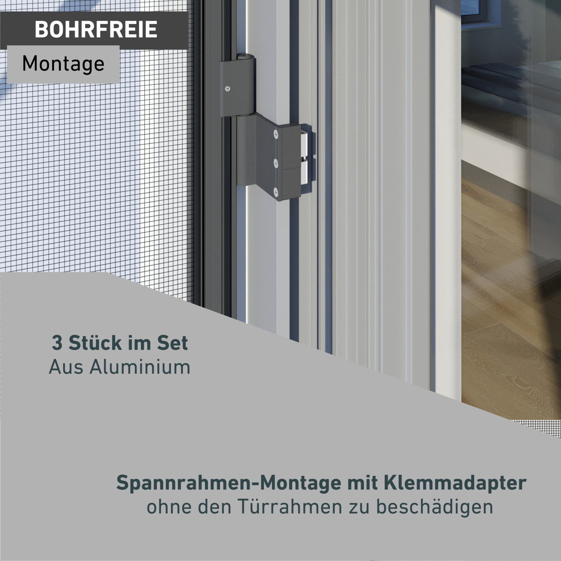 Windhager Zubehör-Set »Klemmadapter für Insektenschutz-Rahmentüren, langlebigem Aluminium« Fliegengitter Zubehör in weiß oder anthrazit erhältlich, ohne bohren