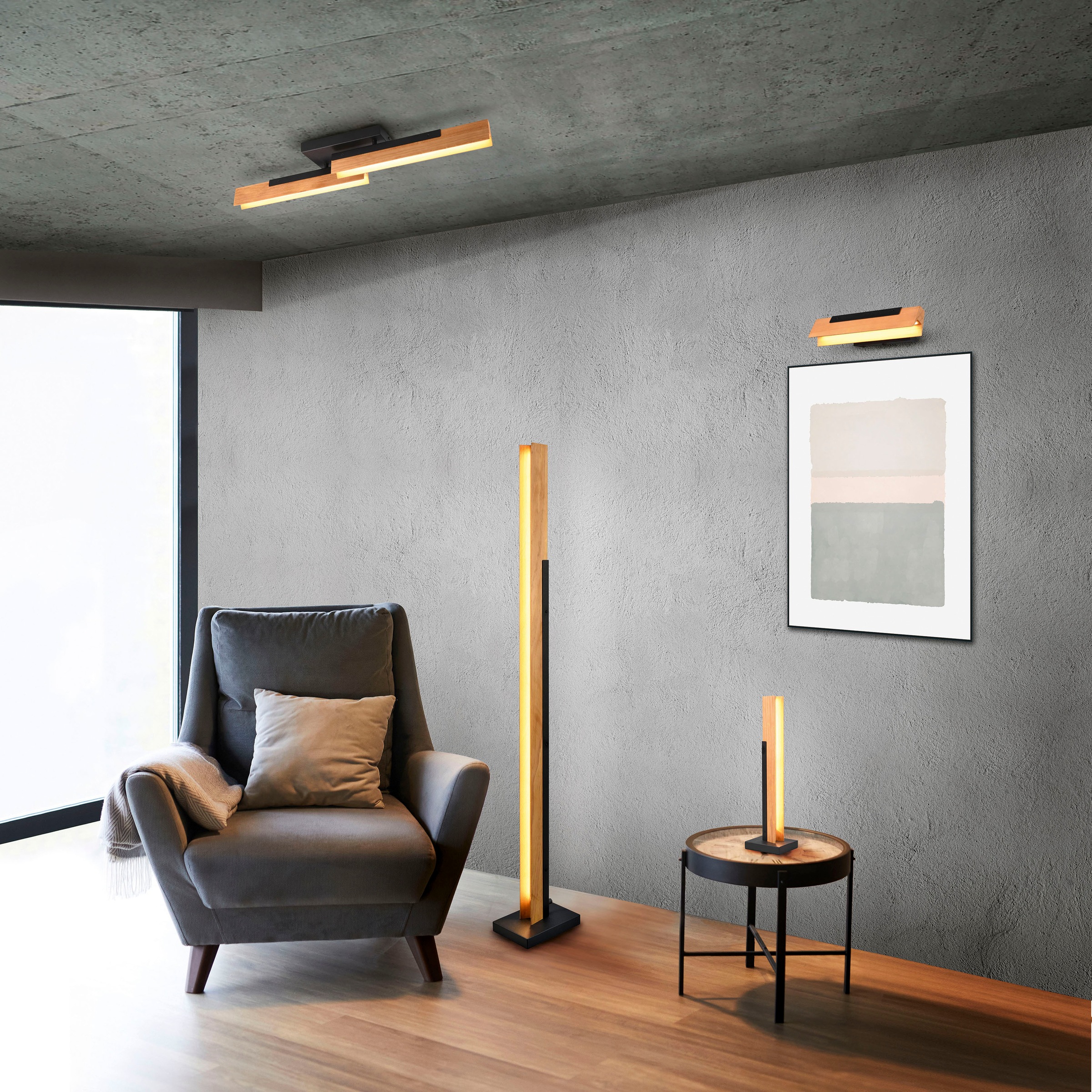 TRIO Leuchten LED Stehlampe »Kerala«, 1 flammig, Leuchtmittel LED-Board | LED fest integriert, Stehleuchte Wohnzimmer Höhe 120cm, Touchdimmer, LED warmweiß, 1950 Lm