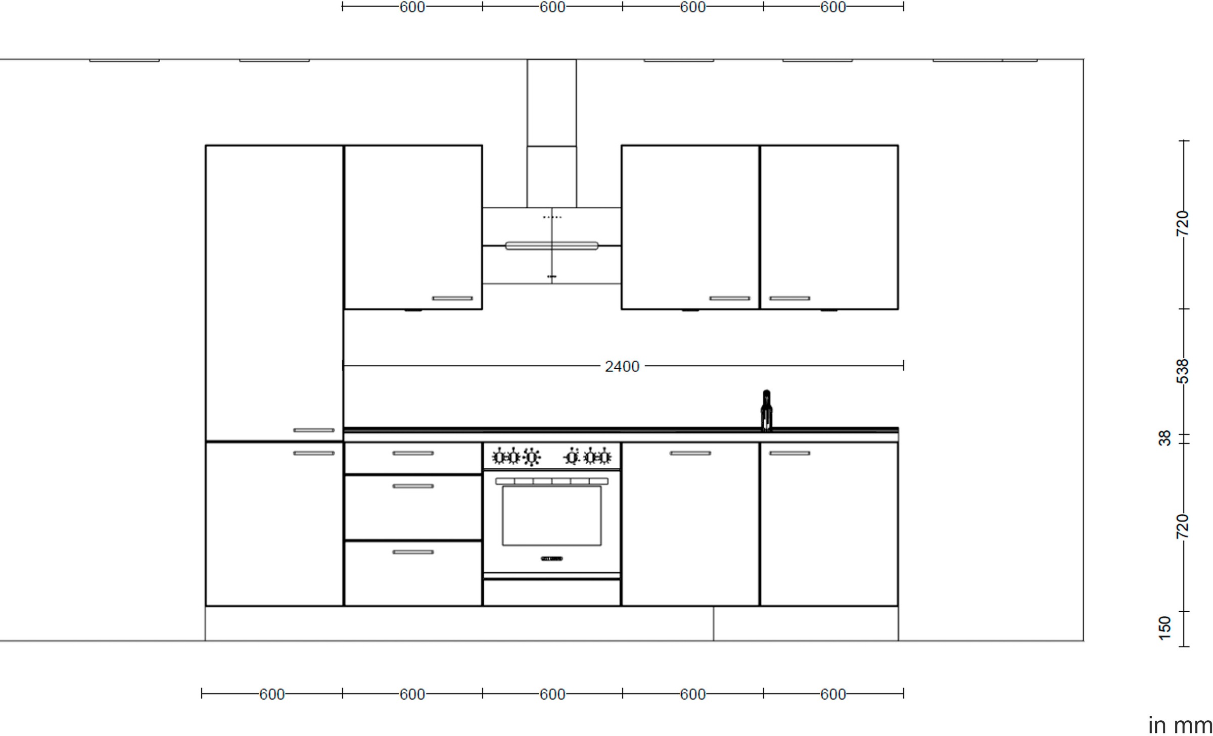nobilia® Küchenzeile »"Structura II"« vormontiert, Ausrichtung wählbar, Breite 300 cm, wahlw. mit E-Geräten