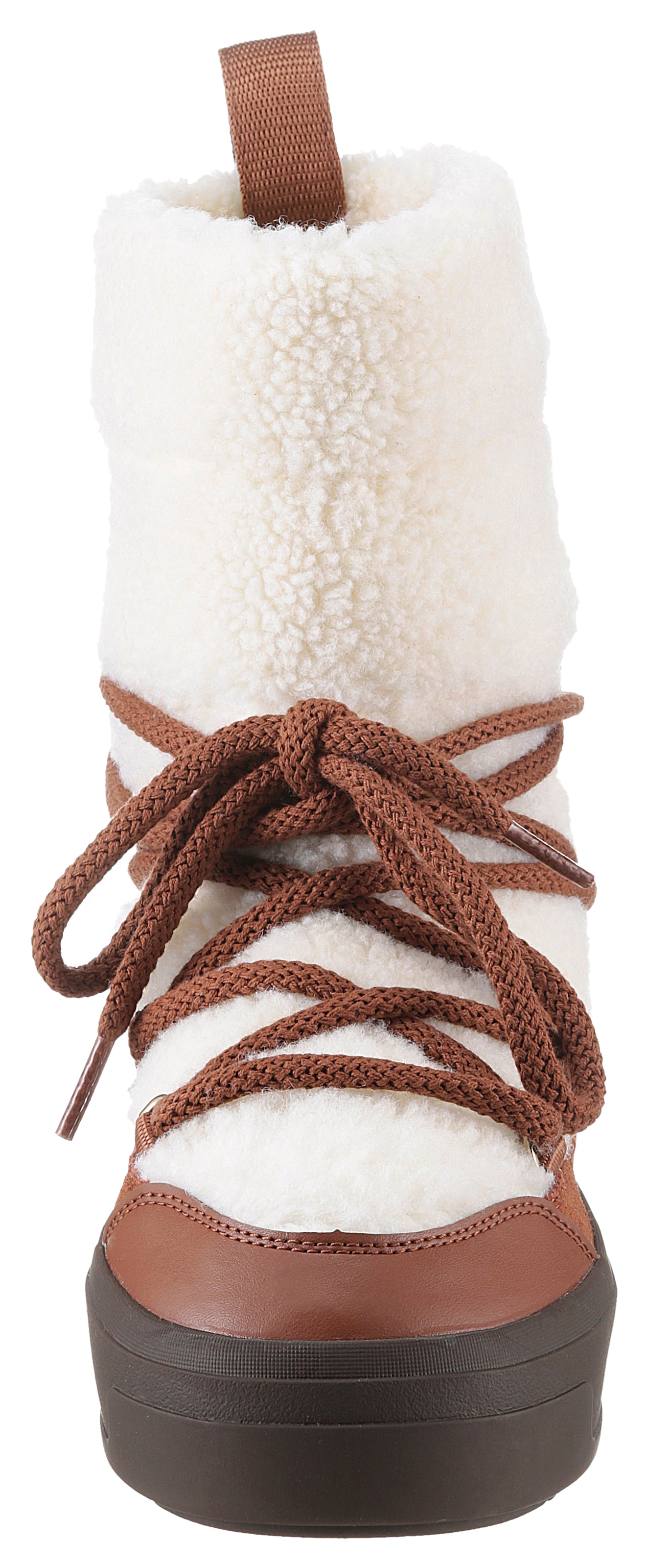 Tommy Hilfiger Snowboots »LACE-UP FAUX SHEARLING SNOWBOOT«, Plateau, Winterstiefel, Schneestiefel mit aufgesetzter Schnürung