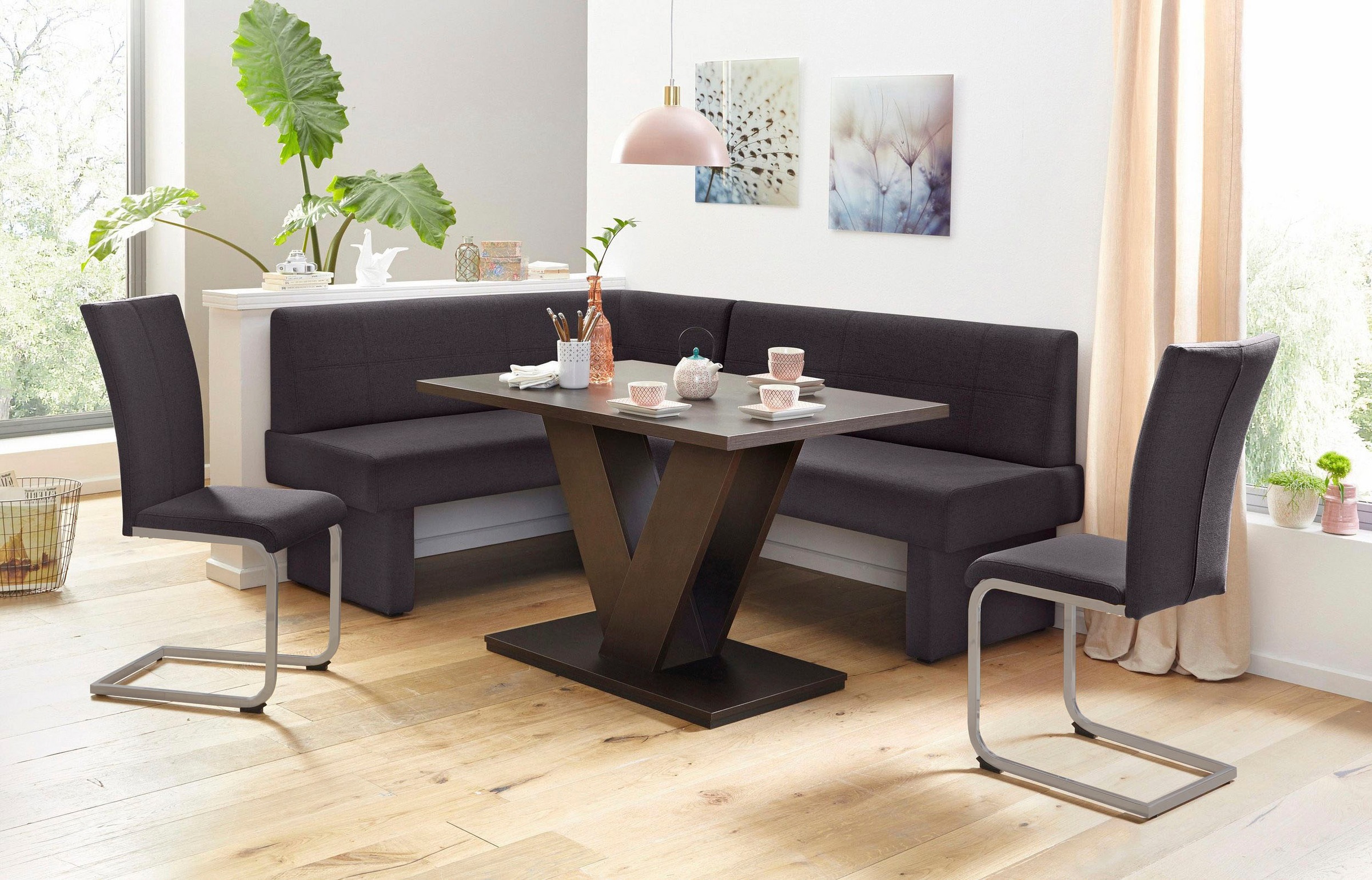 Home affaire Freischwinger »Nils«, (Set), 2 St., Microfaser-Feinstruktur, Stuhl belastbar bis 120 Kg, Gestell Metall im Chrom-Look oder Schwarz