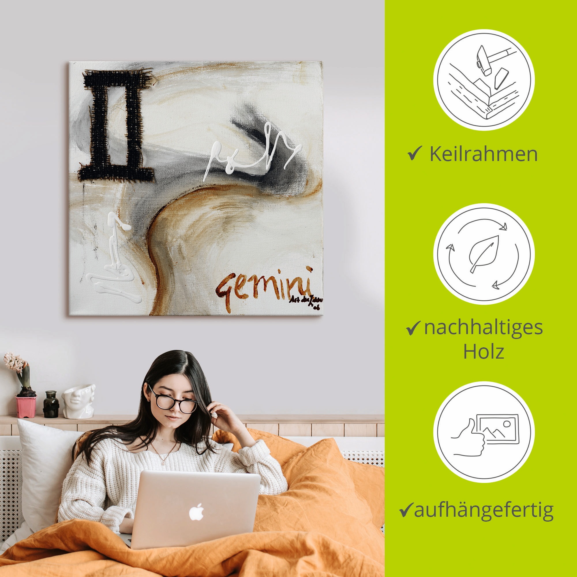 Artland Wandbild »Zwillinge«, Sternzeichen, (1 St.), als Leinwandbild, Poster in verschied. Größen