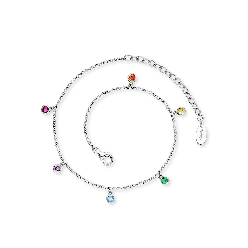ENGELSRUFER Fußkette »Mond« mit Zirkonia (synth.) silberfarben-beere-flieder-hellblau-grün-gelb-orange + beere-flieder-hellblau-grün-gelb-orange