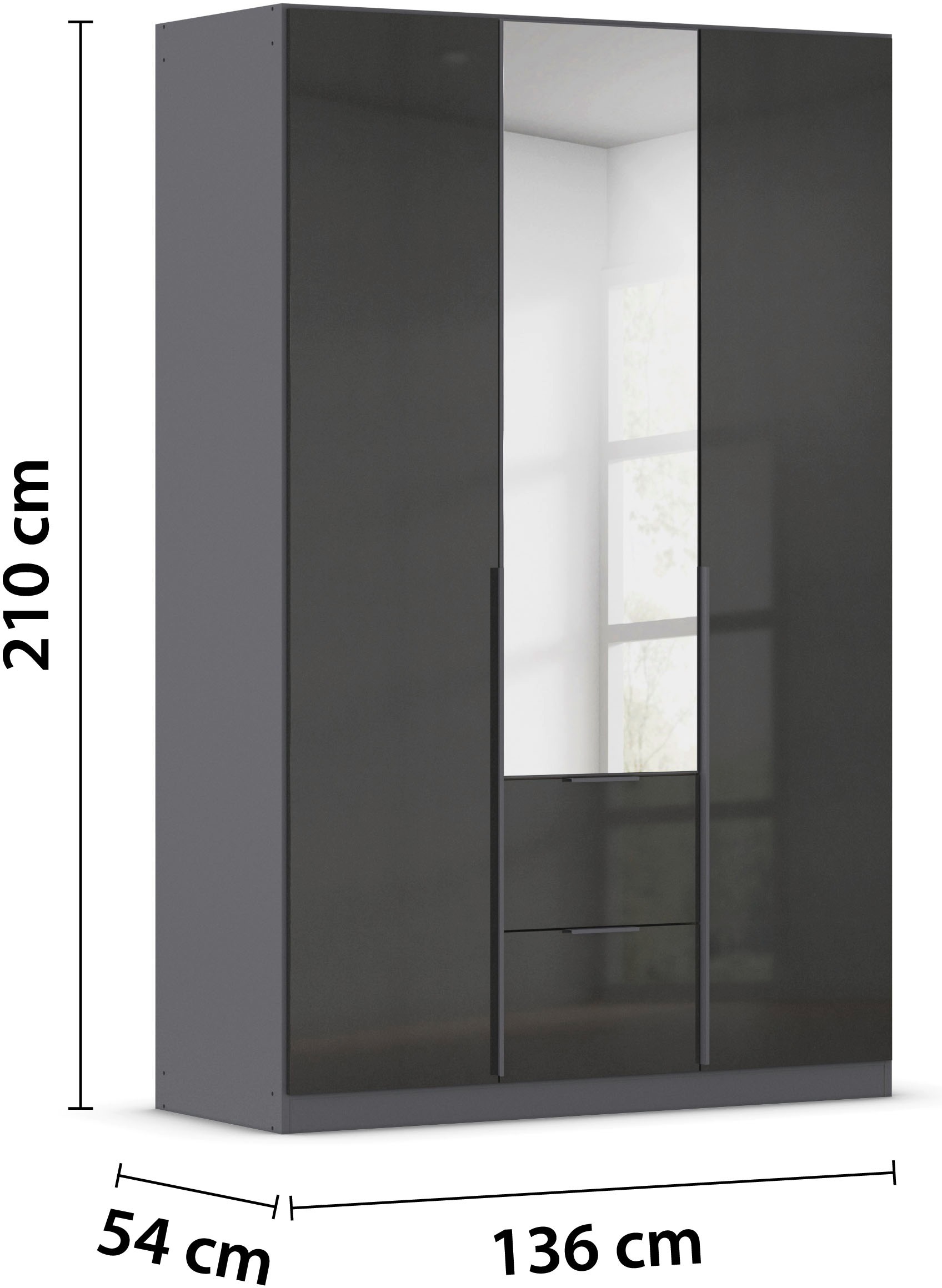 rauch Drehtürenschrank »Kleiderschrank Schrank Garderobe AGORDO mit Dekor- oder Hochglanzfront«, (in zwei Griff-Farben, Breiten 91-360 cm), mit Außenschubkästen, in 7 Breiten und 2 Höhen MADE IN GERMANY