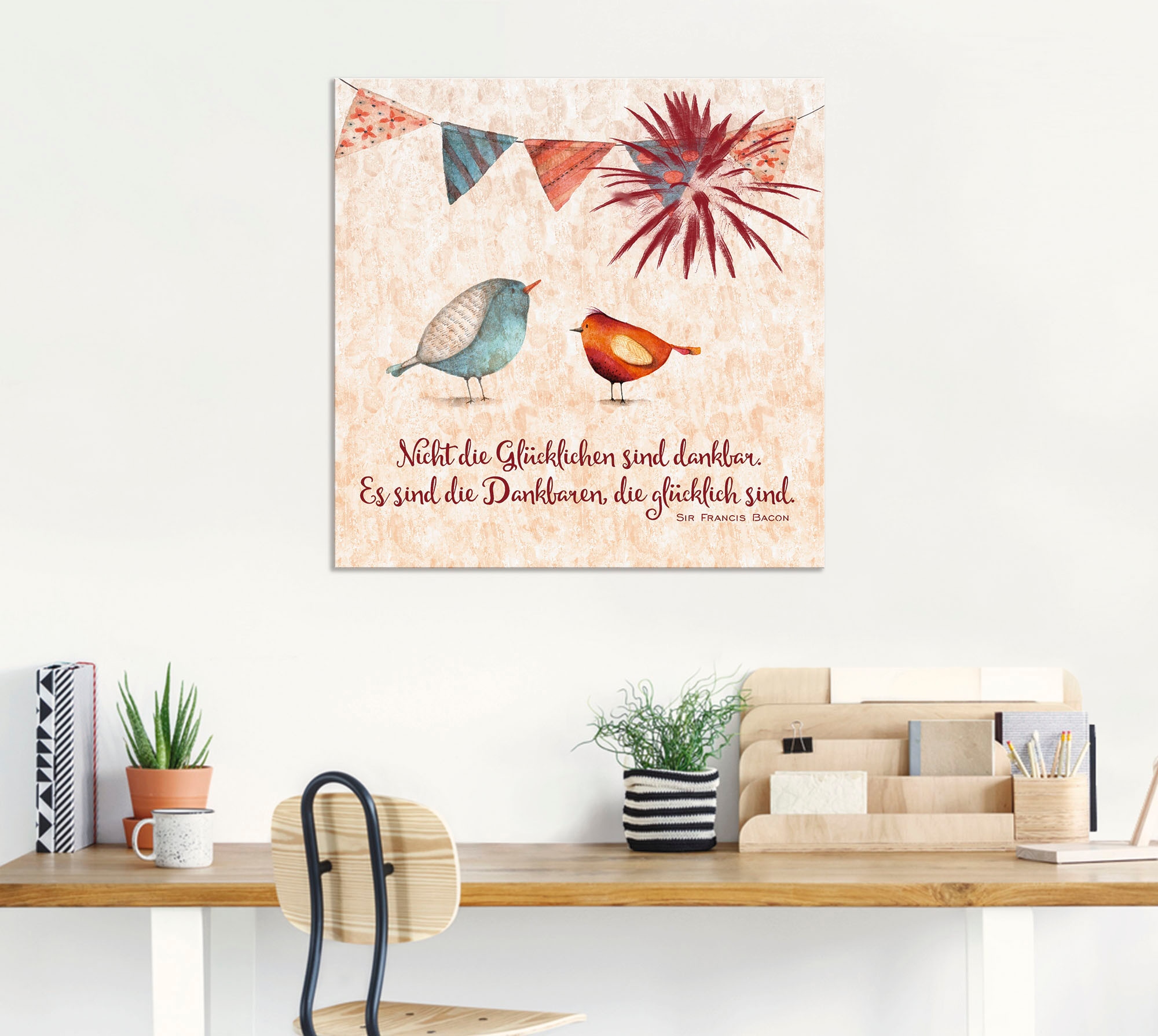 Artland Wandbild »Lebensweisheit Glücklich« Tiere 1 Stk. tlg. als Alubild, Outdoorbild, Leinwandbild, Poster, Wandaufkleber