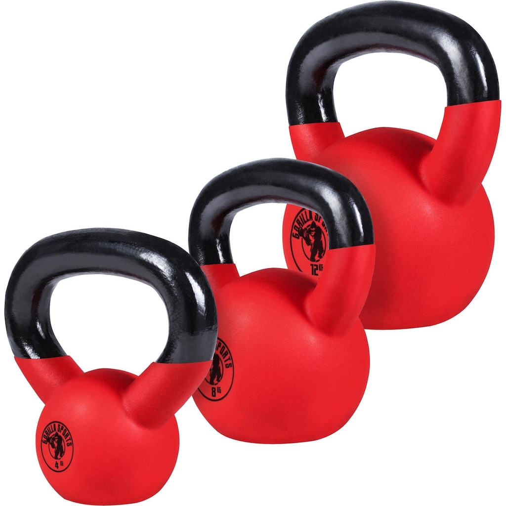 GORILLA SPORTS Kettlebell »Kettlebellset 4 kg, 8 kg, 12 kg Vinyl 24 kg«