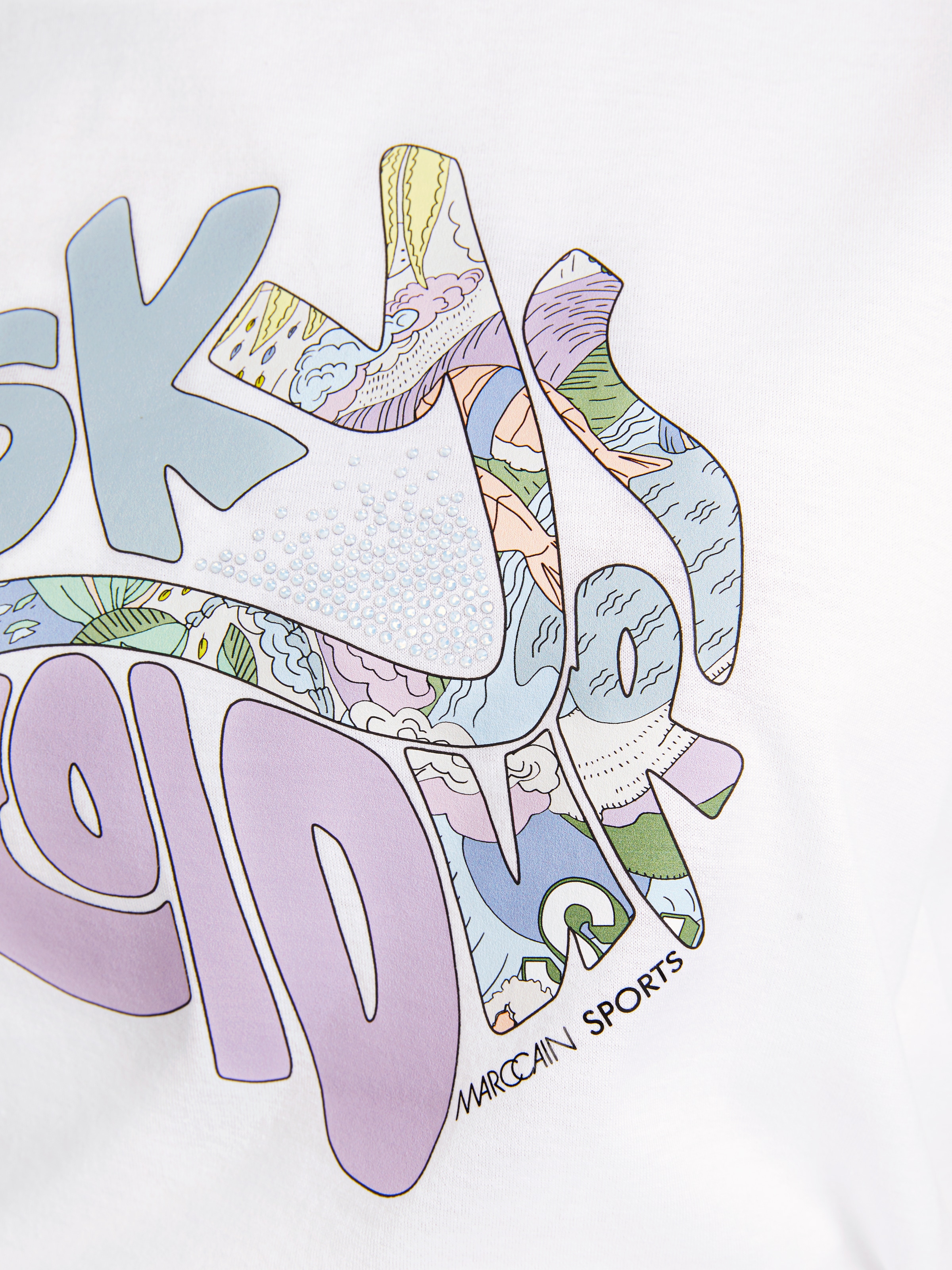 Marc Cain T-Shirt »"Sky Colours" Premium Damenmode«, "Rethink Together" T-Shirt mit Strass