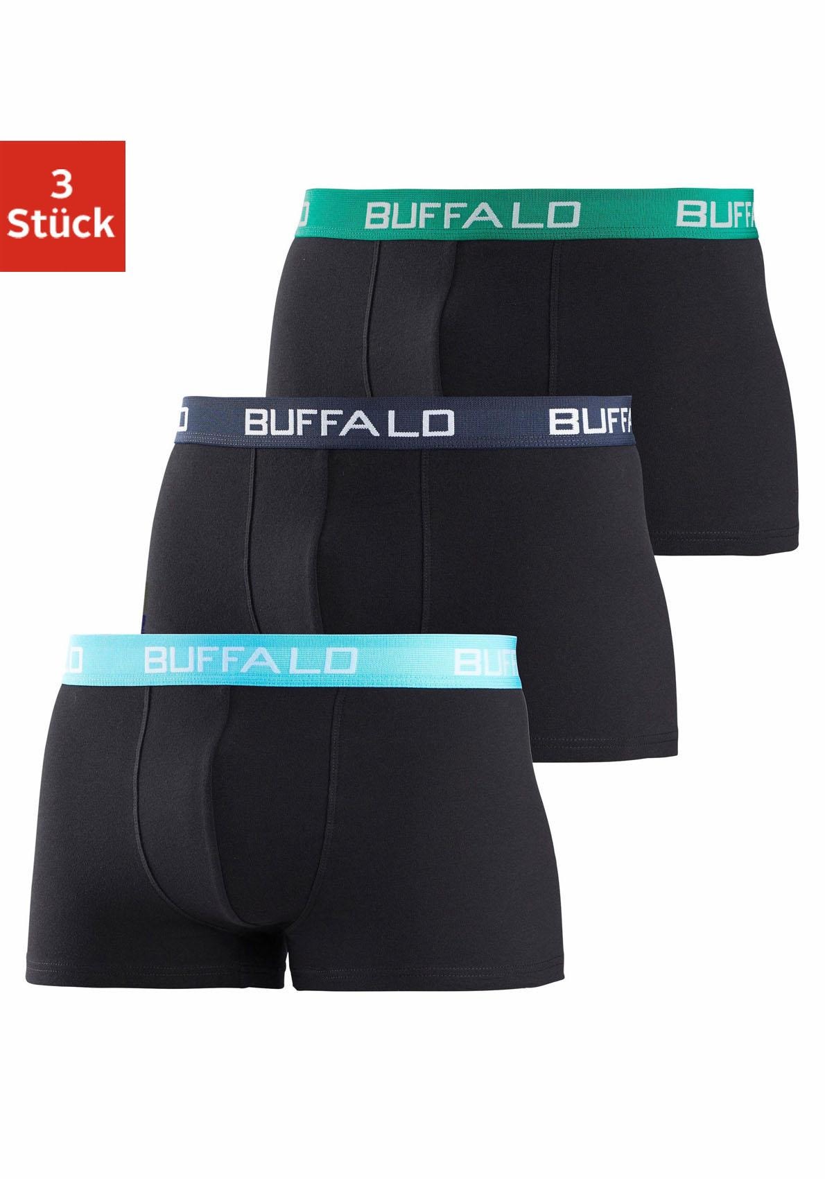 Buffalo Boxer, (Packung, 3 St.), Jungen kontrastfarbenem für bestellen Bündchen mit Online-Shop im