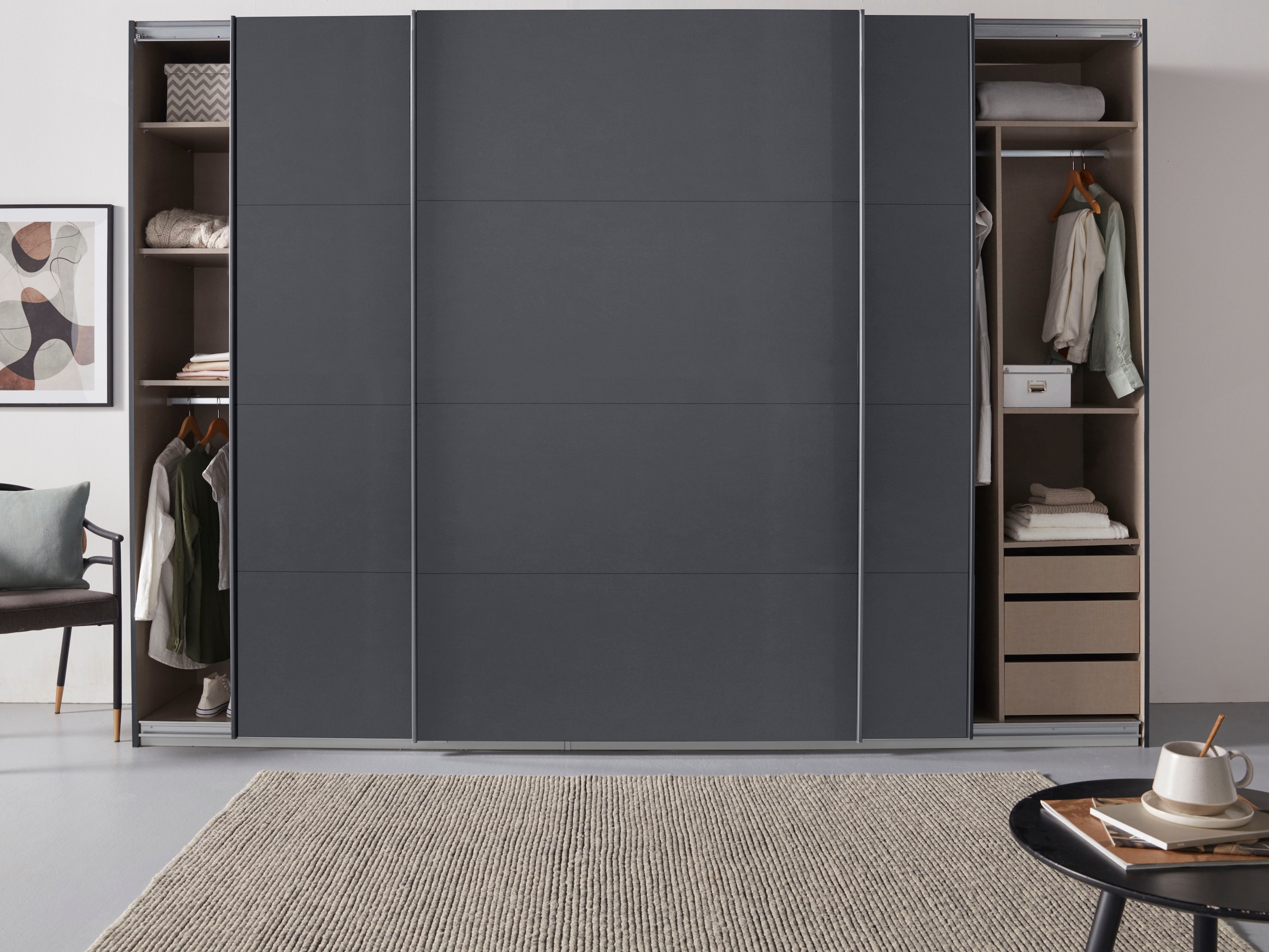 rauch Schwebetürenschrank »Kleiderschrank Schrank Garderobe TOPSELLER OTELI inkl. Inneneinteilung«, mit 3 Innenschubladen sowie zusätzlichen Einlegeböden MADE IN GERMANY