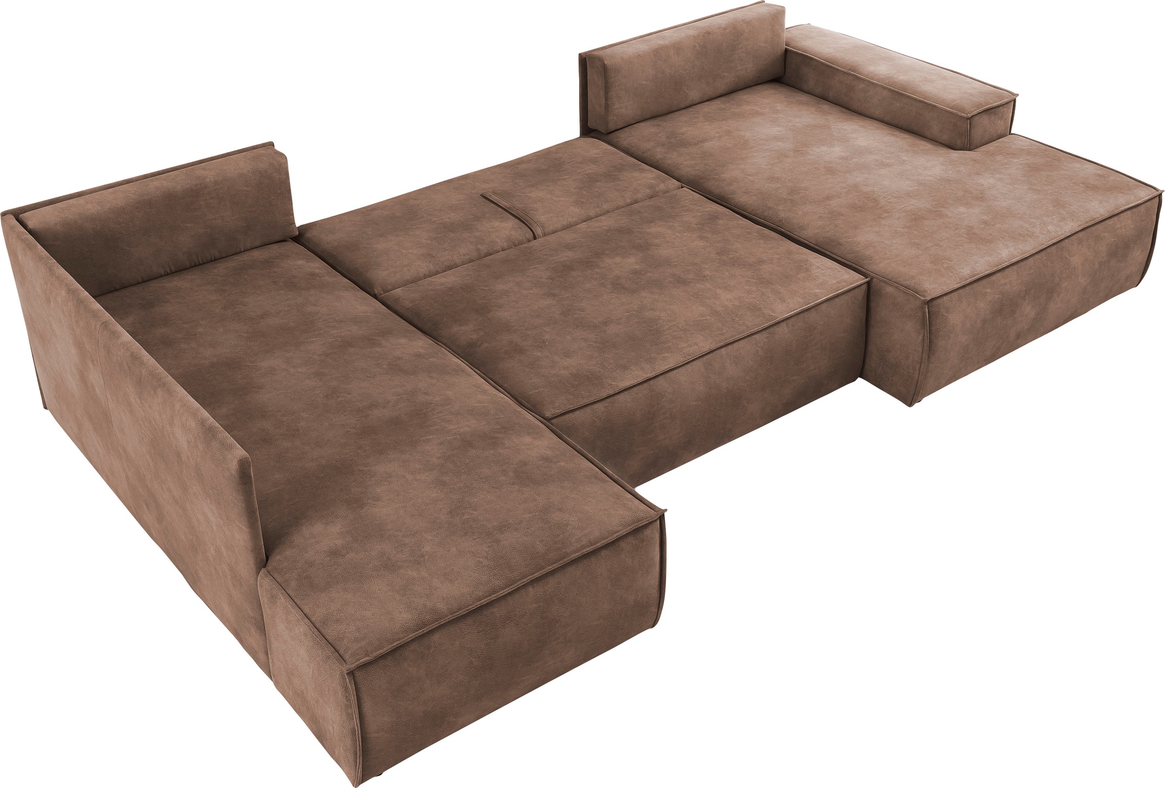Home affaire Wohnlandschaft »SHERWOOD 329 cm, U-Form, Schlafsofa,«, Schlaffunktion m. Bettkasten (194x139 cm), Cord, Vintage, Samtvelours
