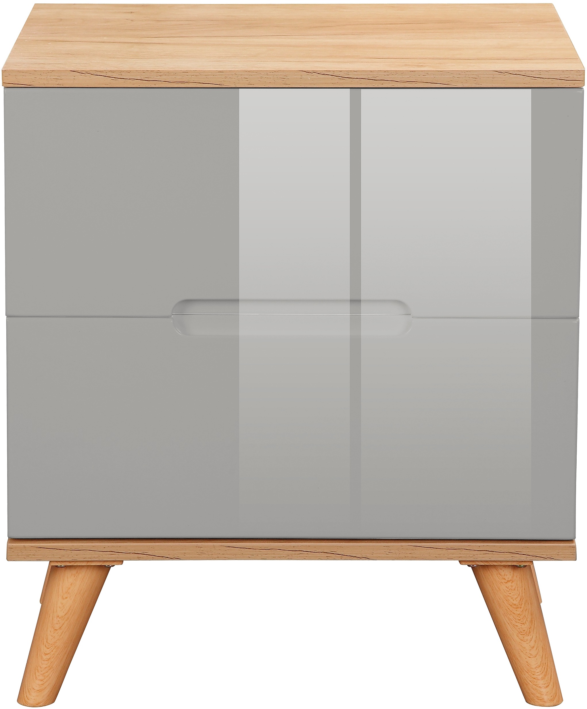 andas Nachtschrank »Lund Nachttisch Beistellschrank Kommode mit Hochglanzfronten«, Nachtkommode mit 2 Schubladen Bestseller im skandinavischem Design