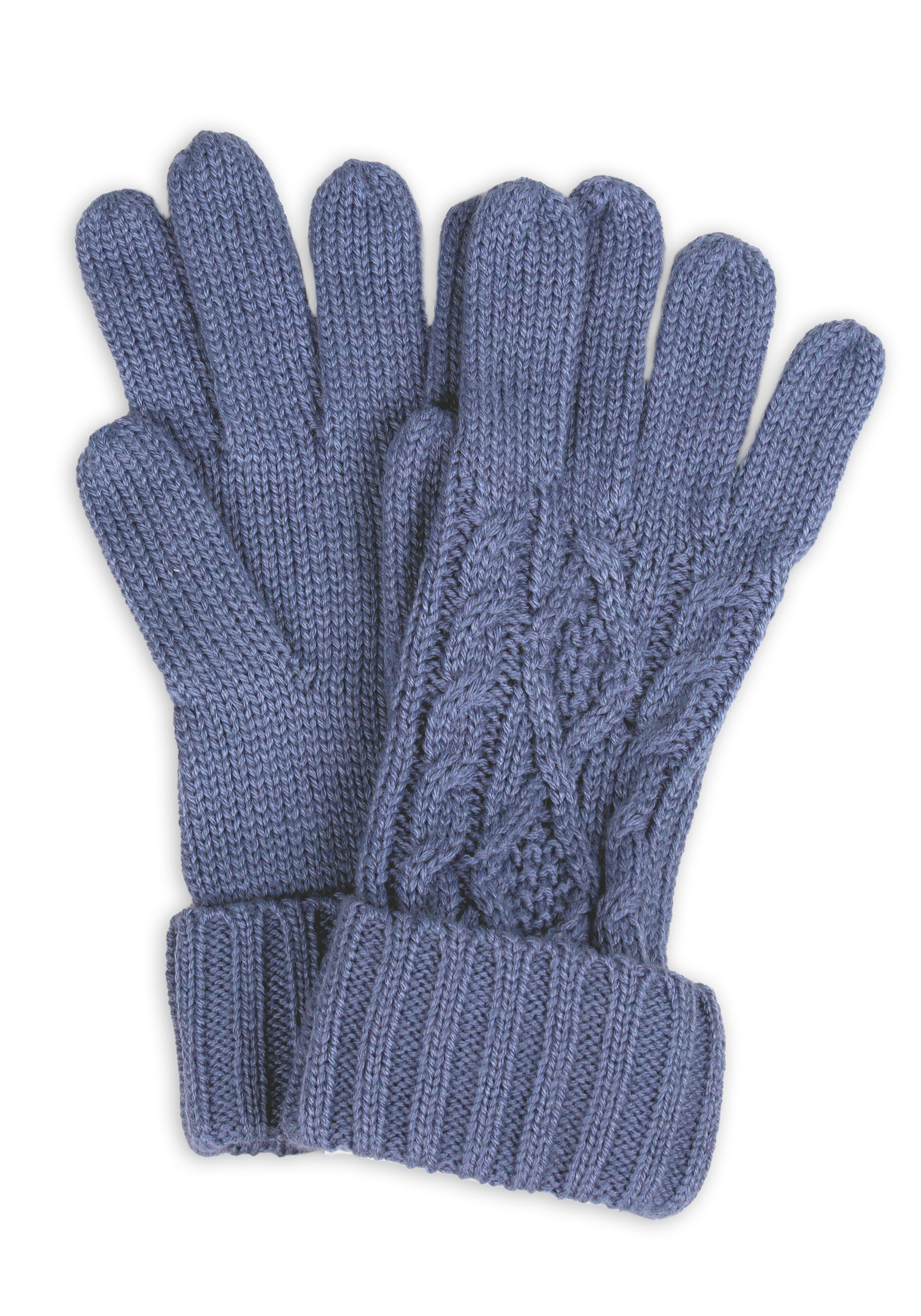 CAPELLI NEW YORK Strickhandschuhe 1 Paar, elegantes Zopfstrickmuster, Umschlag am Bündchen, Wollanteil jeans blue