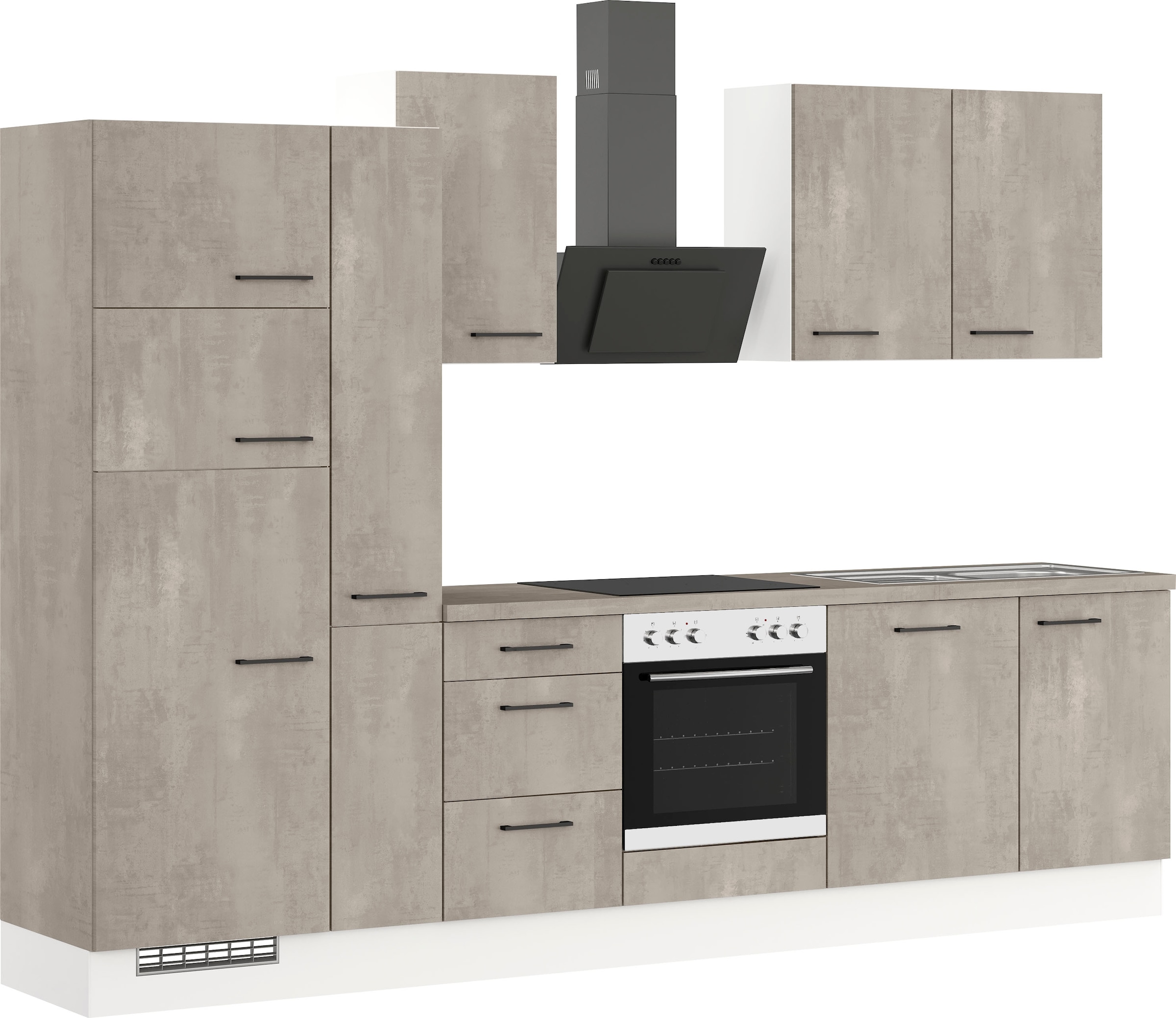 IMPULS KÜCHEN Küchenzeile »"Valencia", Ausrichtung wählbar, Schubkästen mit Soft-Close,«, vormontiert, wahlweise mit E-Geräten, Breite 310 cm