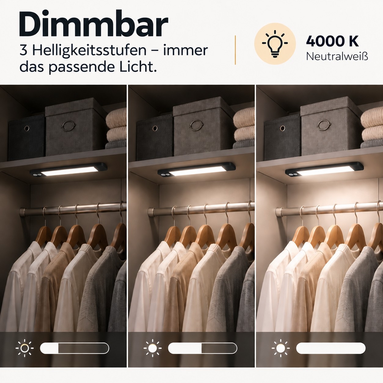 Hanseatic LED Unterbauleuchte »25 cm / Schrankbeleuchtung / Lichtleiste LUBLUGHK223« LED-Modul 1 Stk. Neutralweiß Akku, 4000 K, mobile Lampe f. Schlafzimmer, Küche, magnetisch,