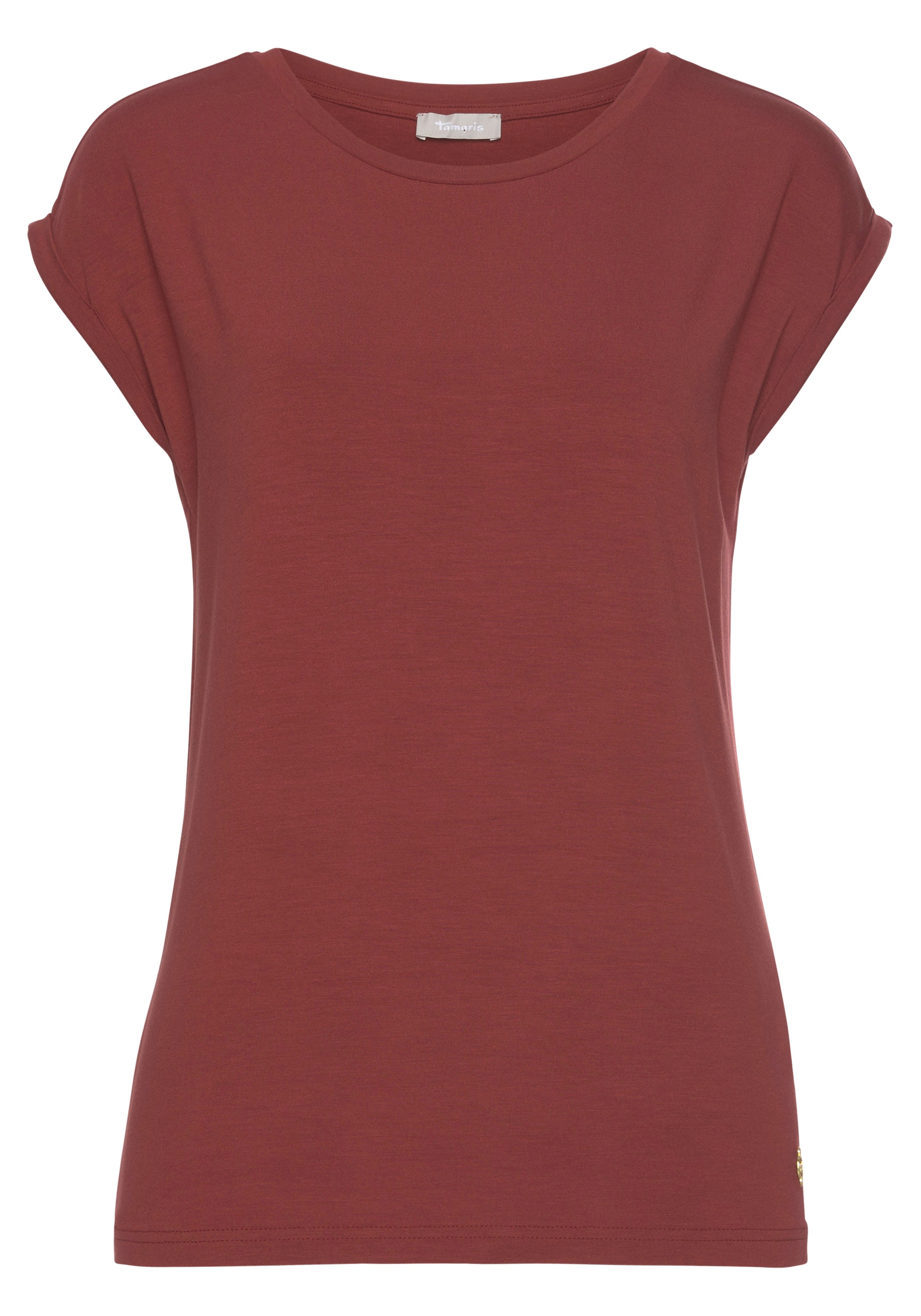 Tamaris T-Shirt mit Rundhalsausschnitt und überschnittenen Ärmeln