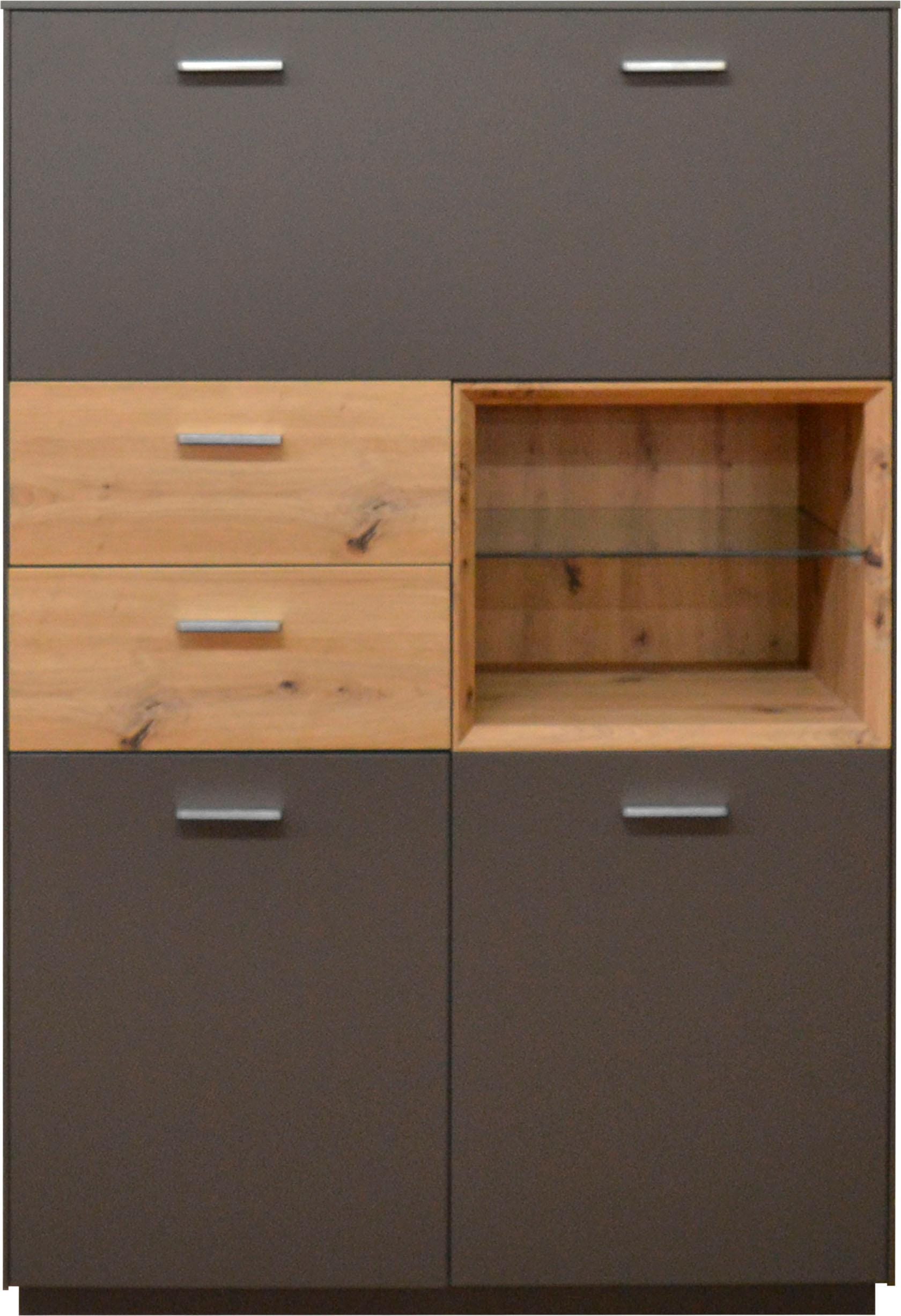 MÄUSBACHER Highboard »Frame« Breite 99 cm lava matt/asteichefarben