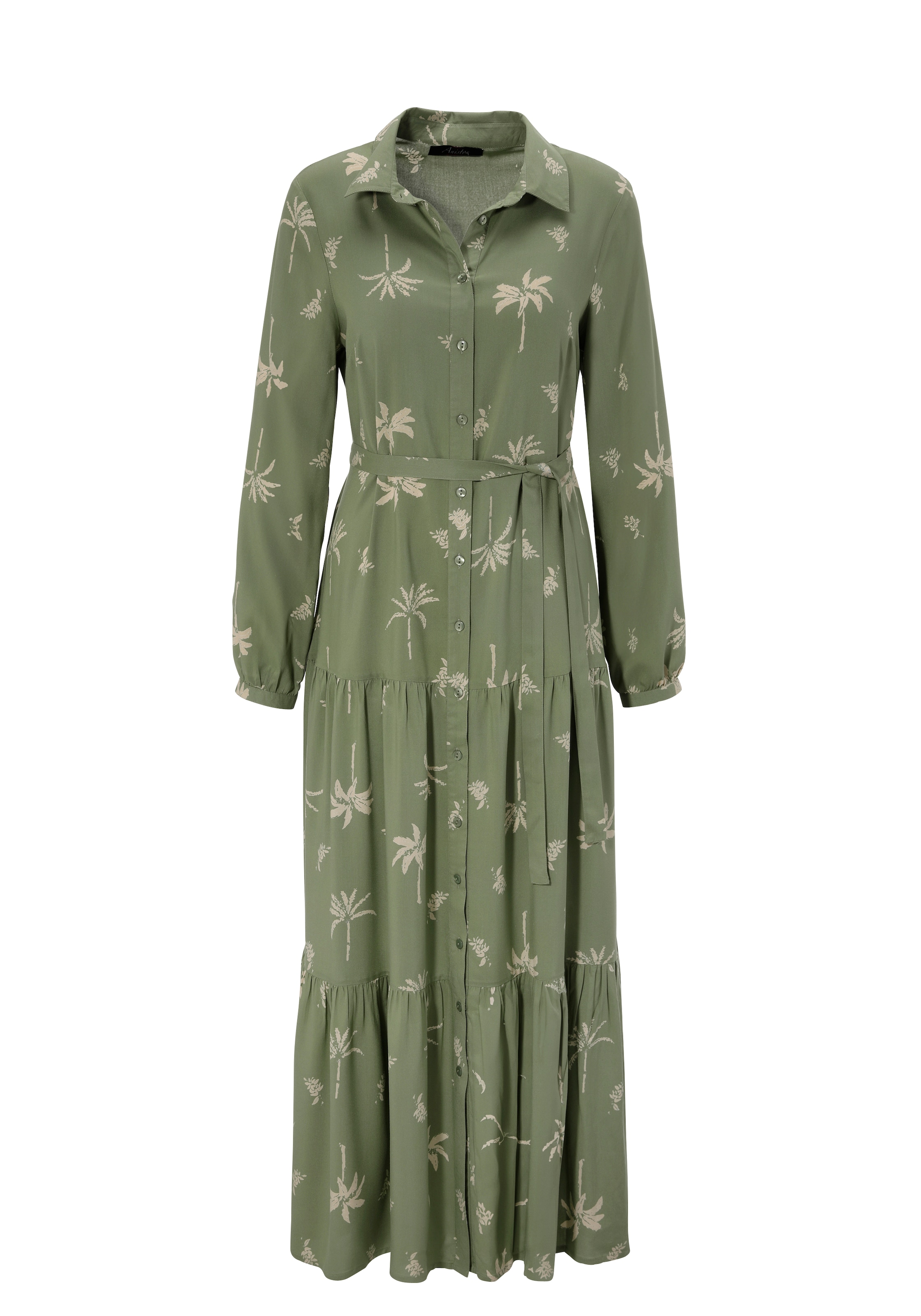 Aniston CASUAL Maxikleid, (mit abnehmbarem Bindeband), mit Palmen bedruckt - jedes Teil ein Unikat