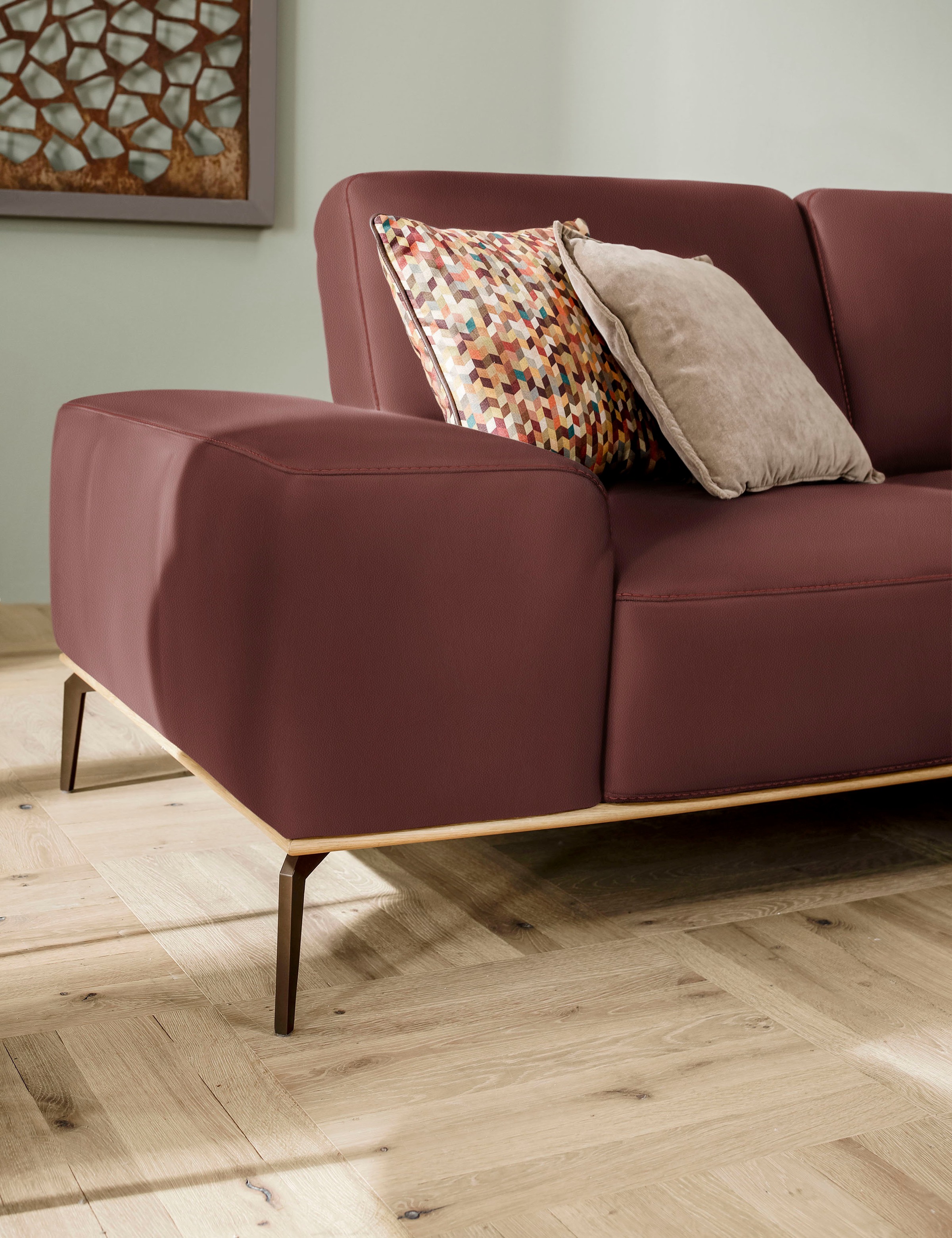 W.SCHILLIG Ecksofa »run, Designsofa mit tollem Sitzkomfort, L-Form«, mit Holzsockel, Füße in Bronze pulverbeschichtet, Breite 299 cm