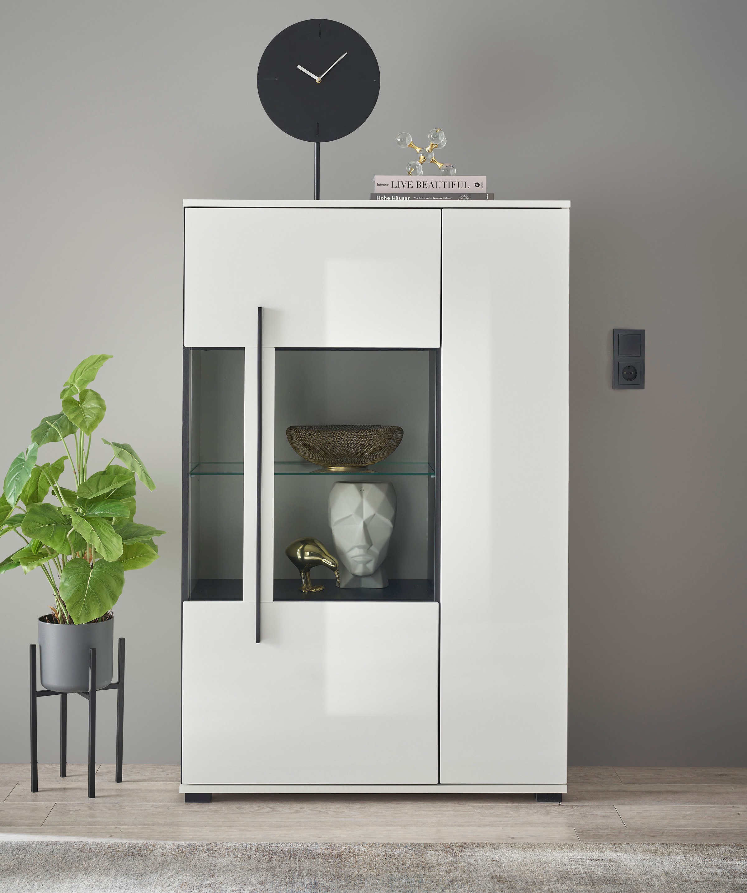 INOSIGN Vitrine »Cantara, Vitrinenschrank in Eiche Evoke oder weiß, Standvi günstig online kaufen