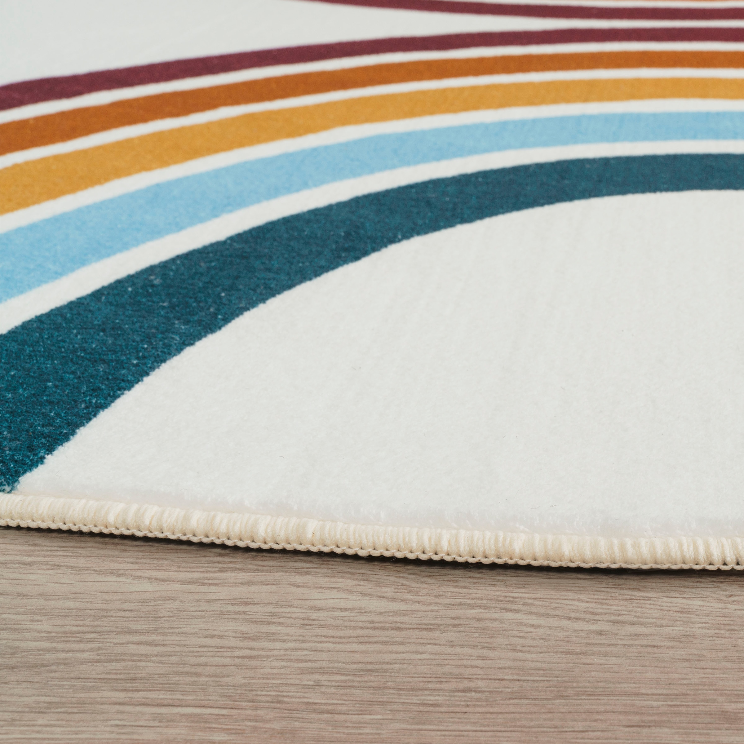 Paco Home Kinderteppich »Niloya 361«, rund, 12 mm Höhe, Spielteppich, Kurzflor, bedruckt, Motiv Regenbogen, waschbar
