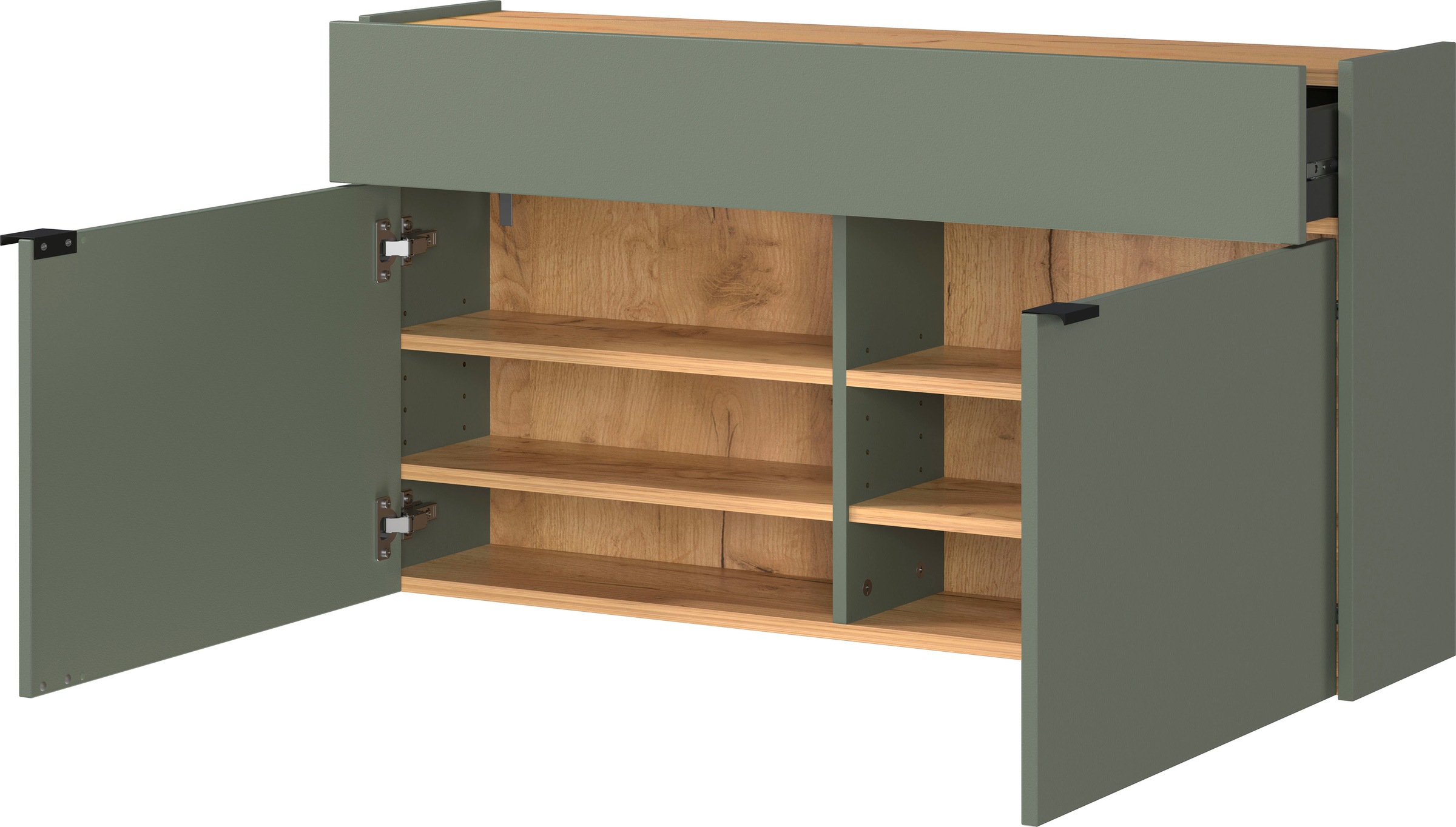 GERMANIA Garderoben-Set »Ameca«, (Set, 3 St.), mit Mehrzweckschrank, Spiegel und Garderobenpaneel, geringe Tiefe