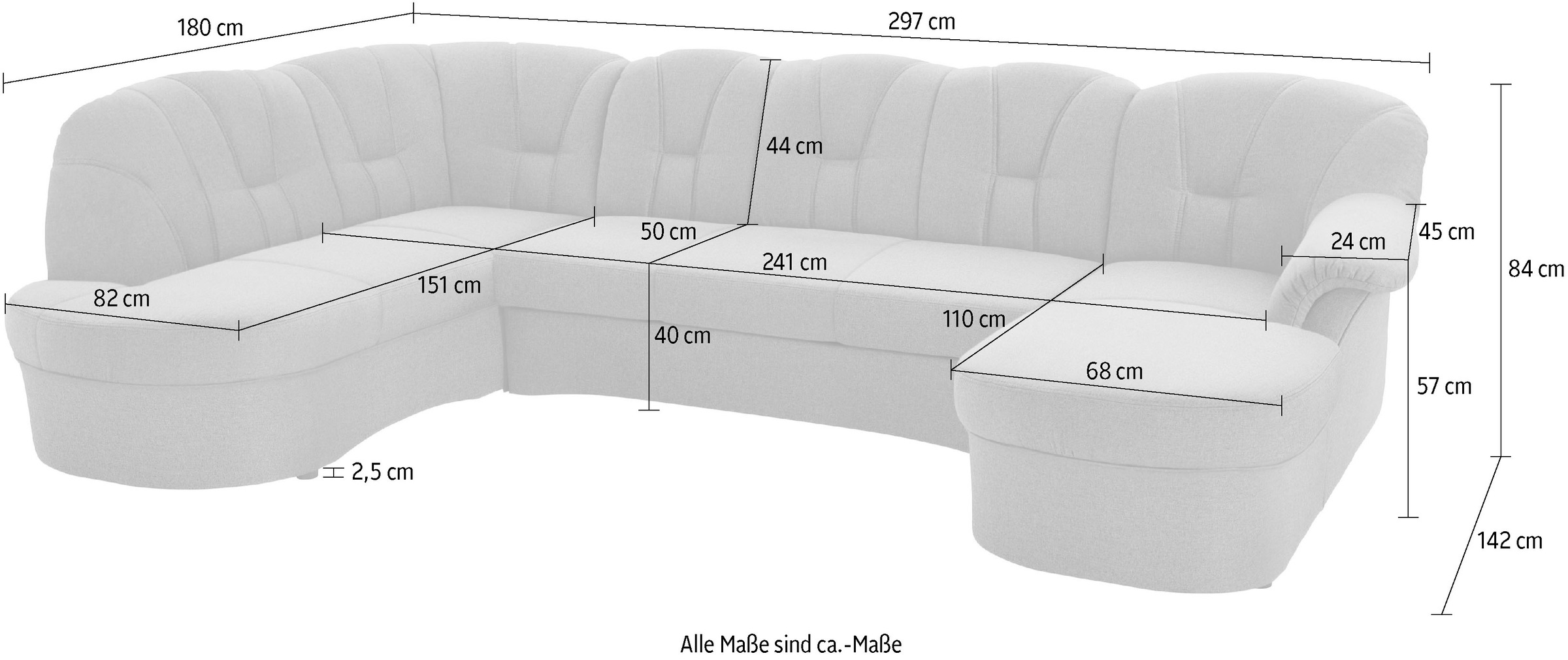 DOMO collection Wohnlandschaft »Papenburg U-Form«, in großer Farbvielfalt, wahlweise Bettfunktion, frei im Raum stellbar