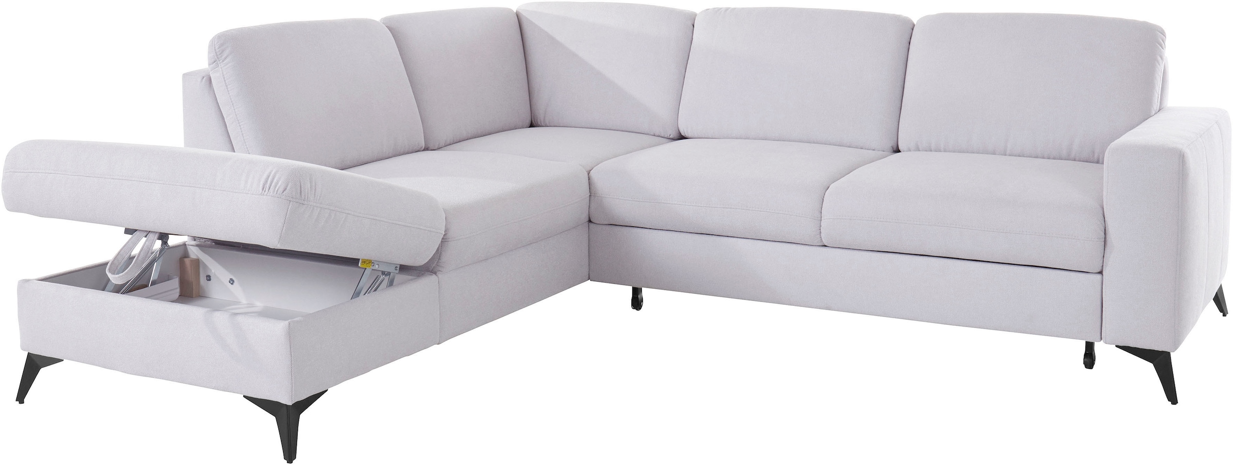 Places of Style Ecksofa »Lolland L-Form«, Wahlweise mit Bettfunktion und Stauraum, auch mit abwischbarem Bezug