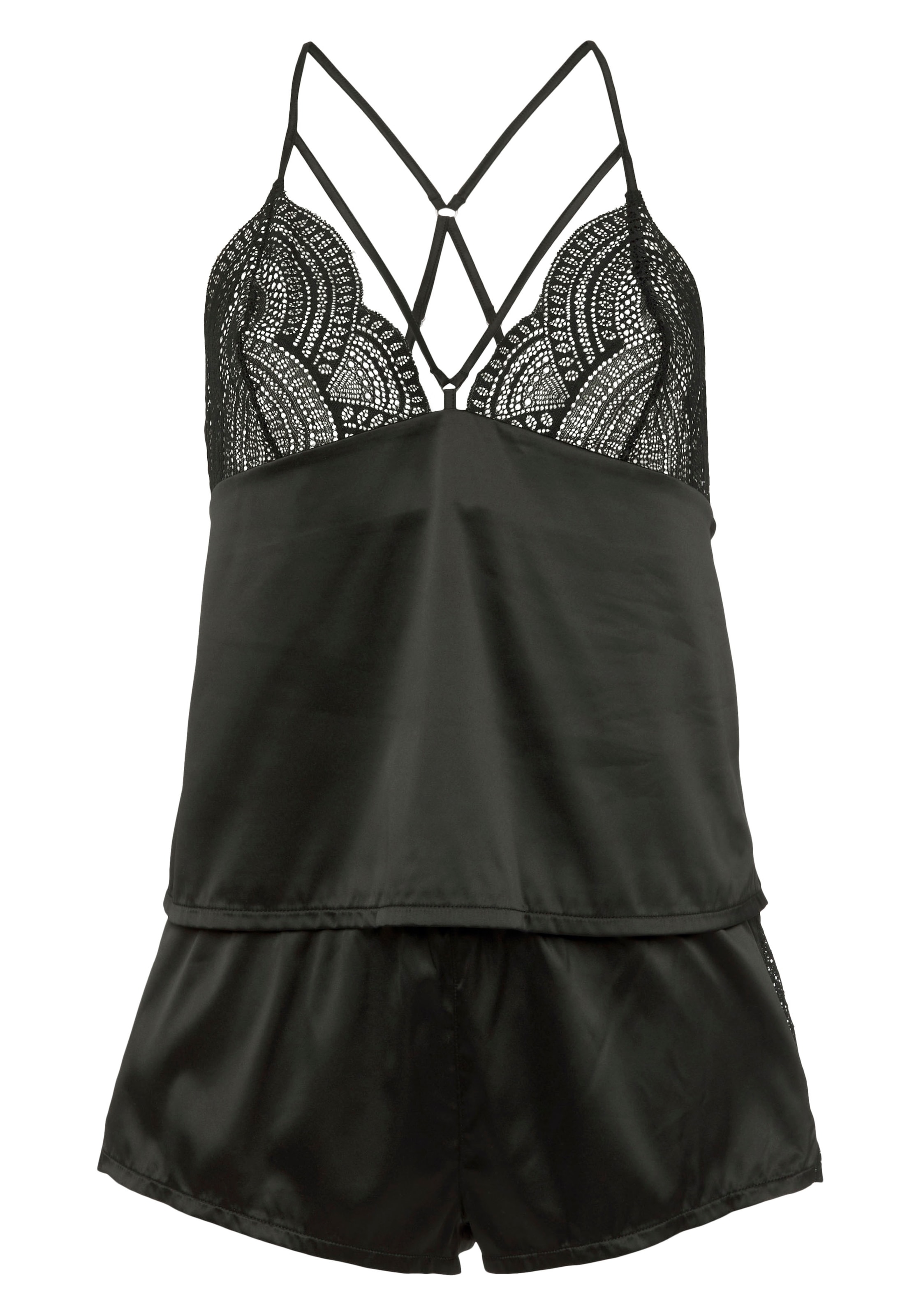 Vivance Dreams Pyjama, (2 tlg.), mit Spitzeneinsätzen