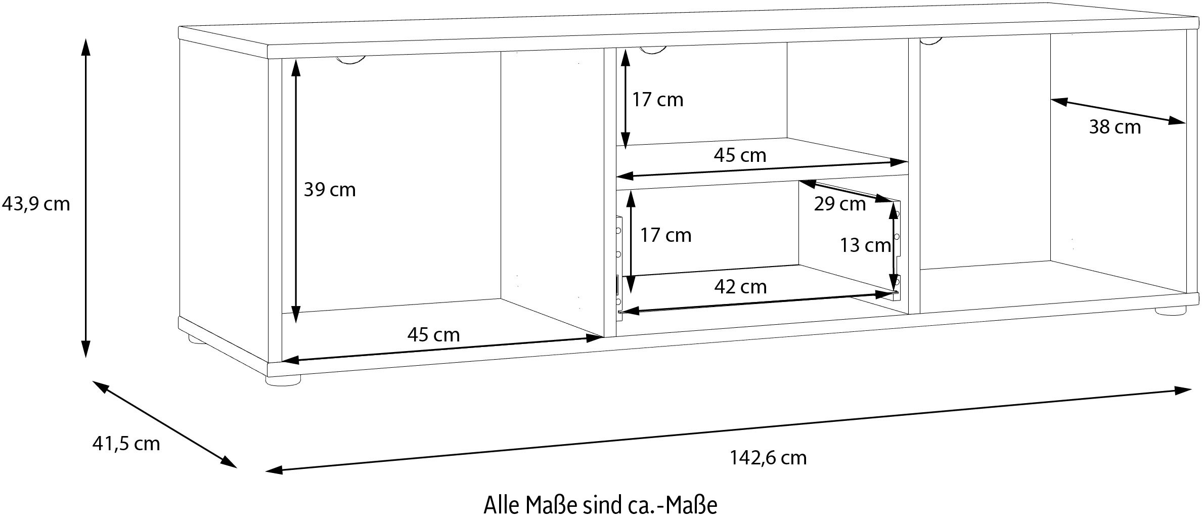 FORTE Lowboard »Cardigan TV-Board, TV-Schrank«, TV-Board, 2 farbig, Stauraum Kabelführung