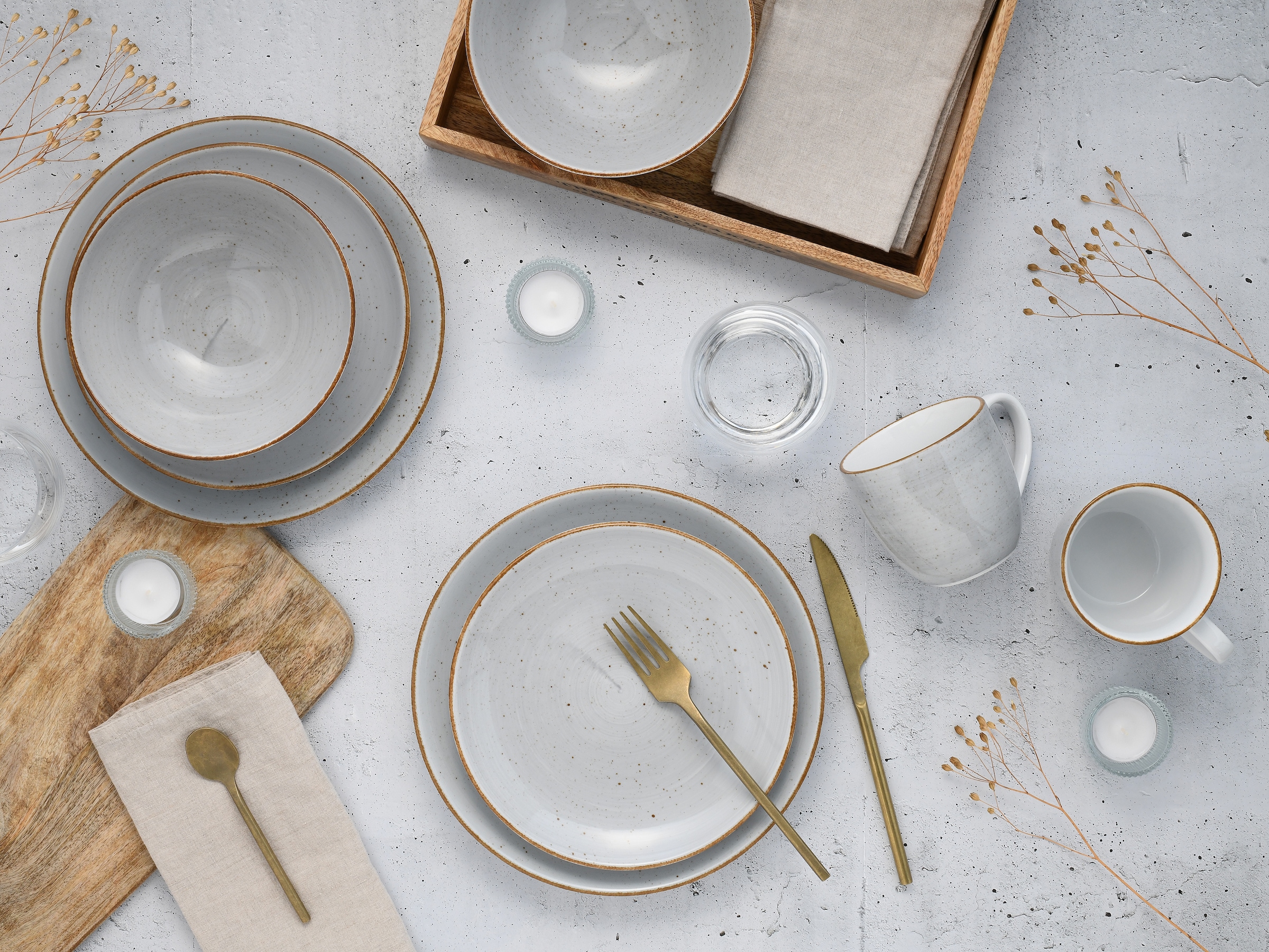 CreaTable Kombiservice »Vintage Nature, Service 16-tlg.« Naturverbundenes Design, Handgemalt