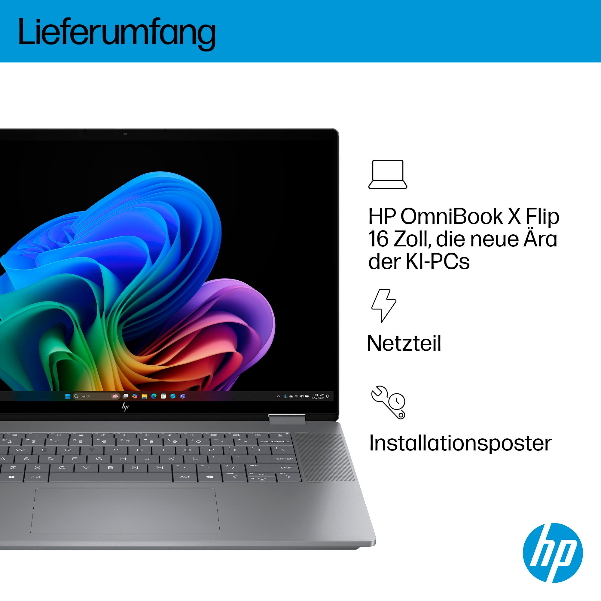 HP Notebook »OmniBook X Flip 16-ar0077ng Silver«