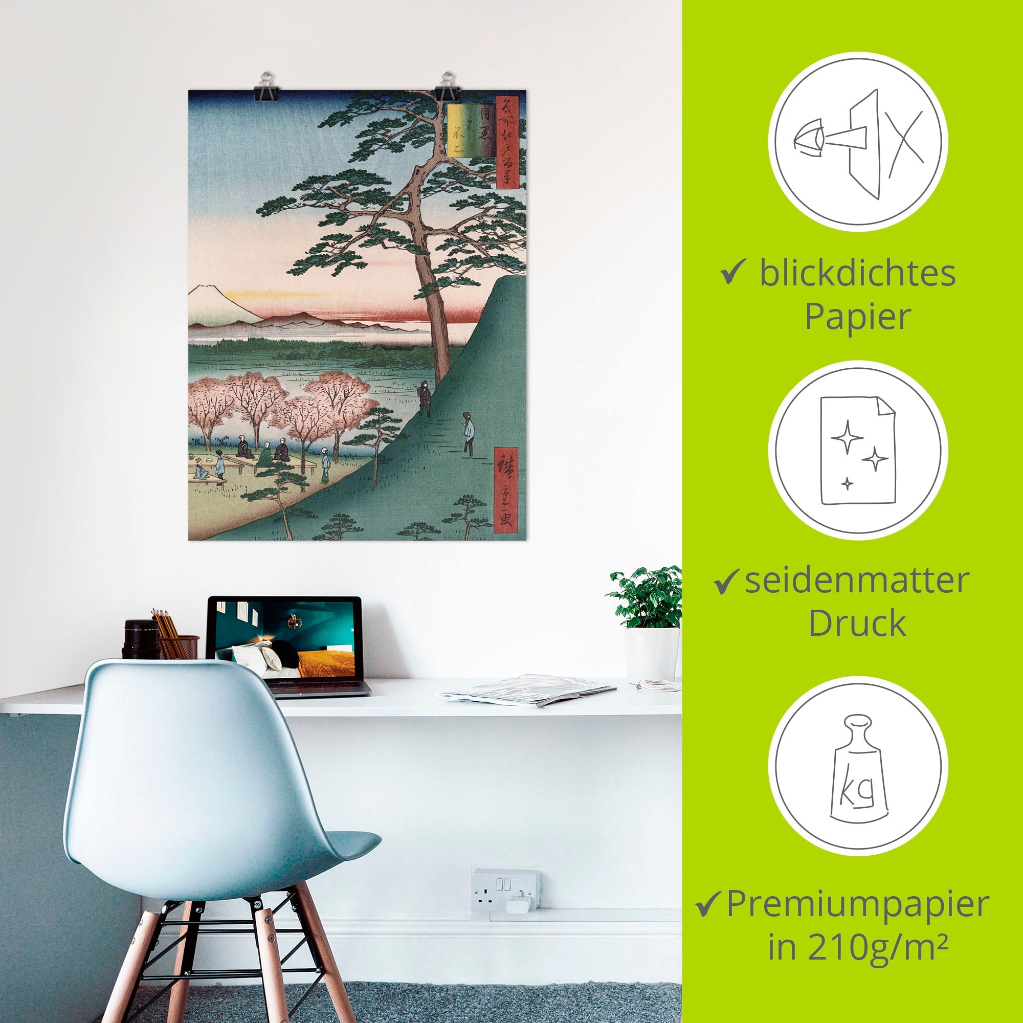 Artland Kunstdruck »Fuji Meguro in Edo«, Berge, (1 St.), als Leinwandbild, Wandaufkleber oder Poster in versch. Größen