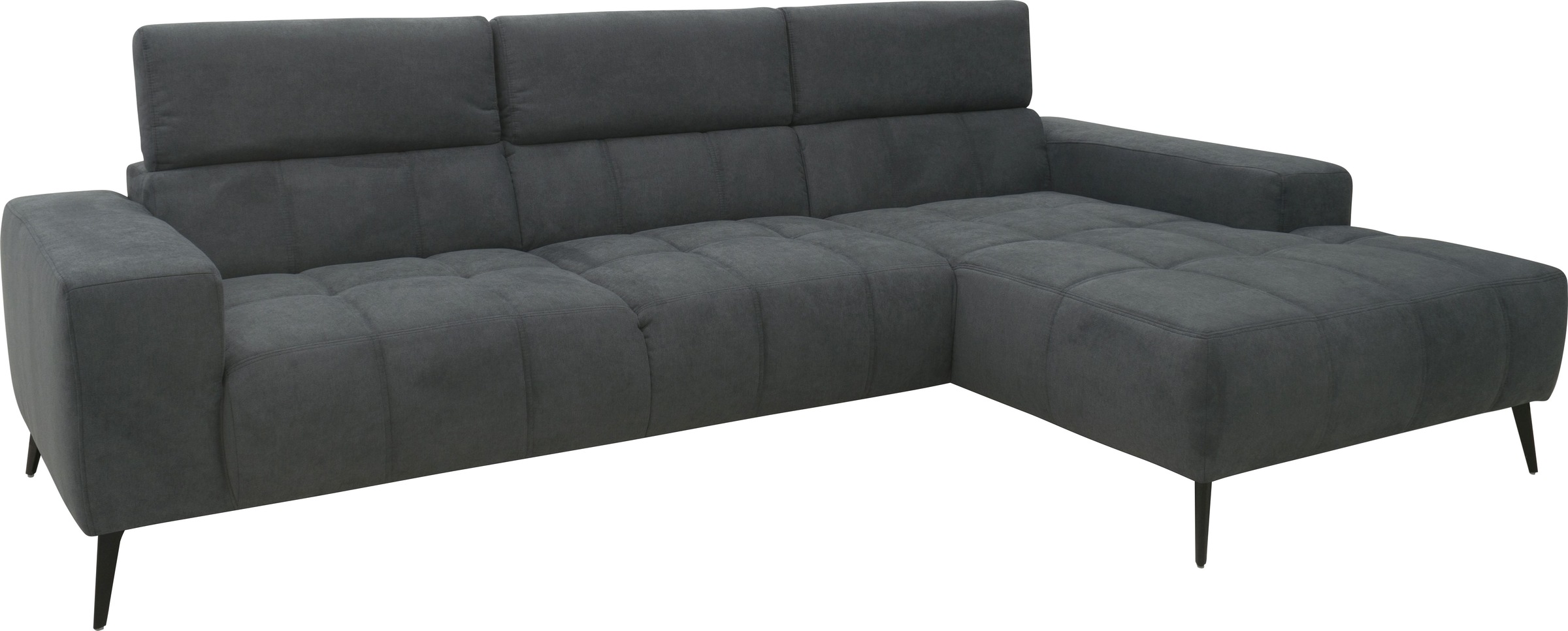 DOMO collection Ecksofa »Trento L-Form, mit Kufenfuß oder Einzelfuß«, wahlweise mit Kopfteilverstellung, Recamiere links/rechts bestellbar